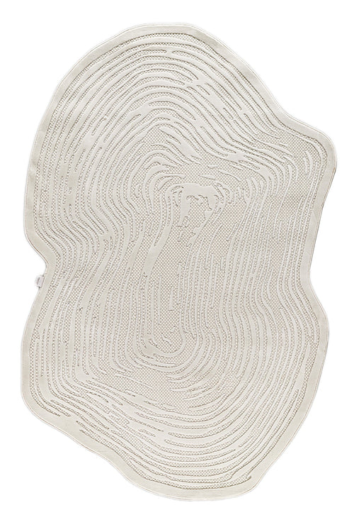 Krem rengi yumuşak dokulu salon ve mutfak için amorf şekilli makine halısı