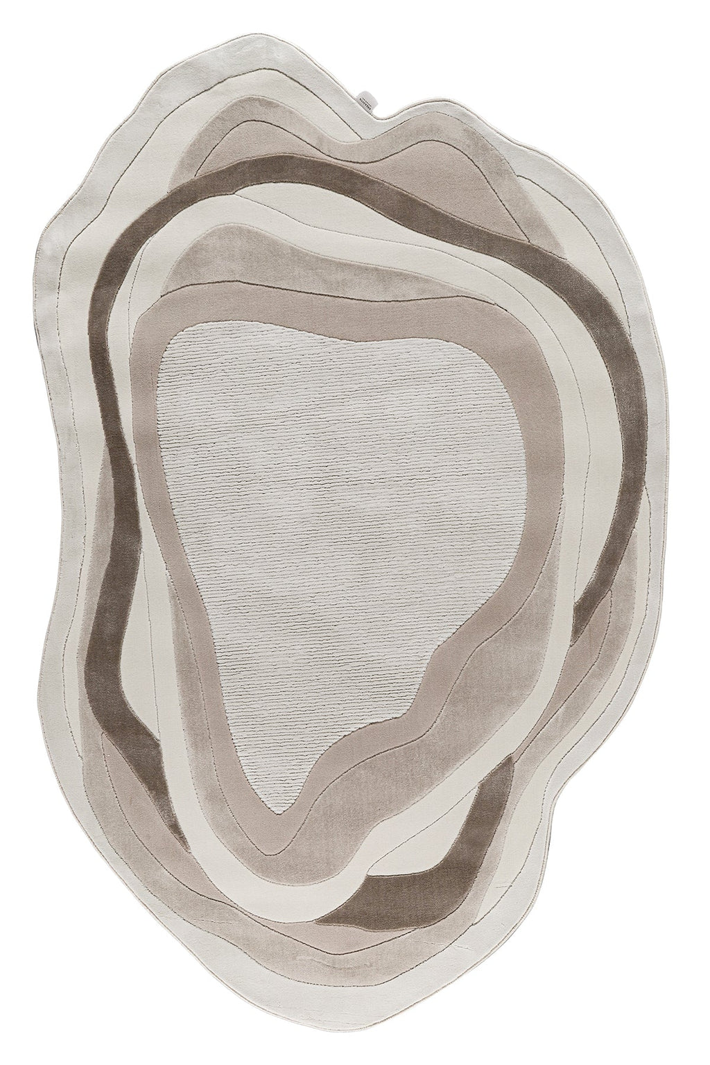 Krem ve kahverengi tonlarında amorf şekilli yumuşak dokulu salon, mutfak ve koridor halısı