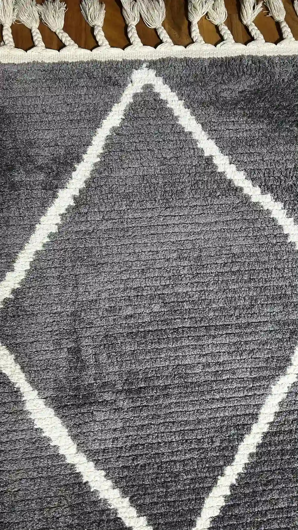 Zev Halı Prime PR016 Antrasit Mikrofiber Baklava Desenli Yumuşak Halı 160x230