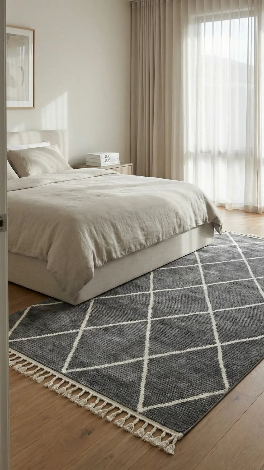 Zev Halı Prime PR016 Antrasit Mikrofiber Baklava Desenli Yumuşak Halı 160x230