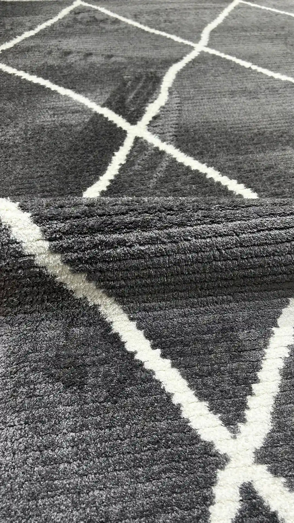 Zev Halı Prime PR016 Antrasit Mikrofiber Baklava Desenli Yumuşak Halı 160x230