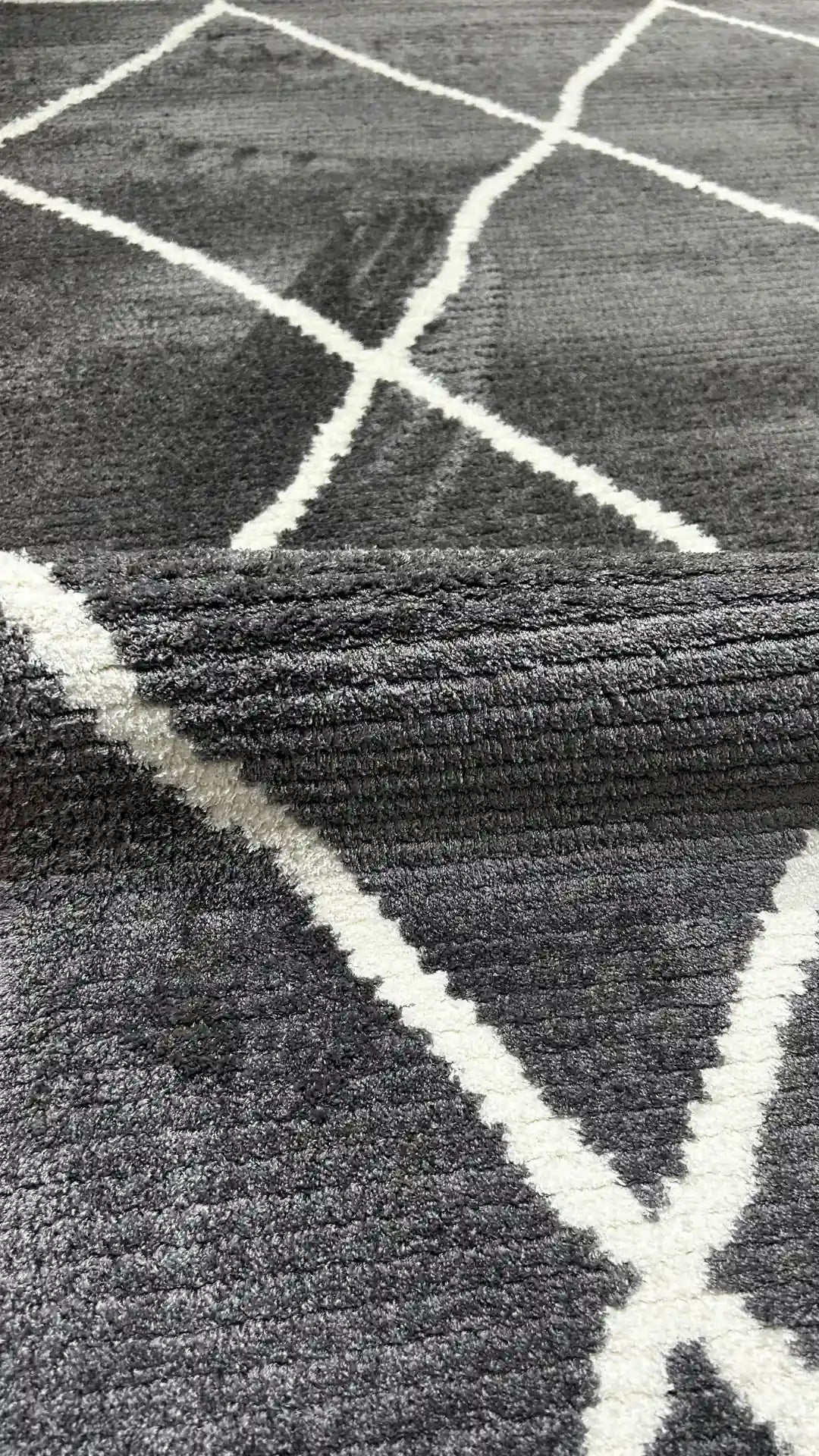 Zev Halı Prime PR016 Antrasit Mikrofiber Baklava Desenli Yumuşak Halı 160x230