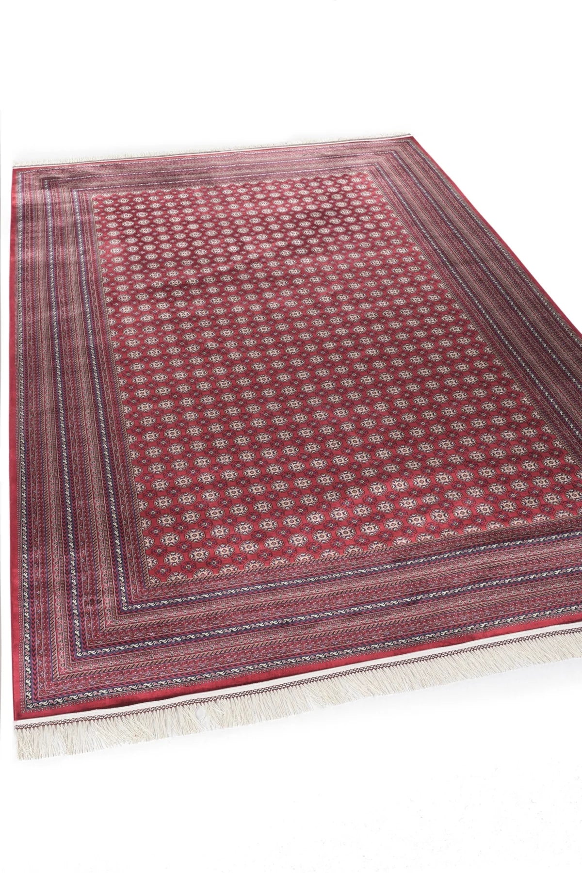 Solmayan Renkler Bordo Afgan Halı | Dört Mevsim Bambu Viskon Serisi