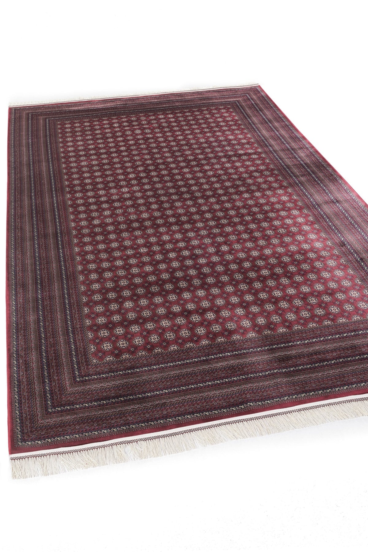 Solmayan Renkler Bordo Afgan Halı | Dört Mevsim Bambu Viskon Serisi