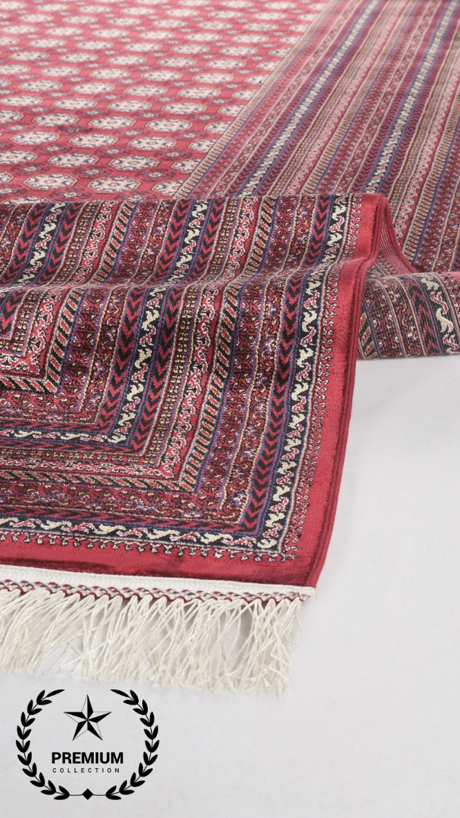 Solmayan Renkler Bordo Afgan Halı | Dört Mevsim Bambu Viskon Serisi