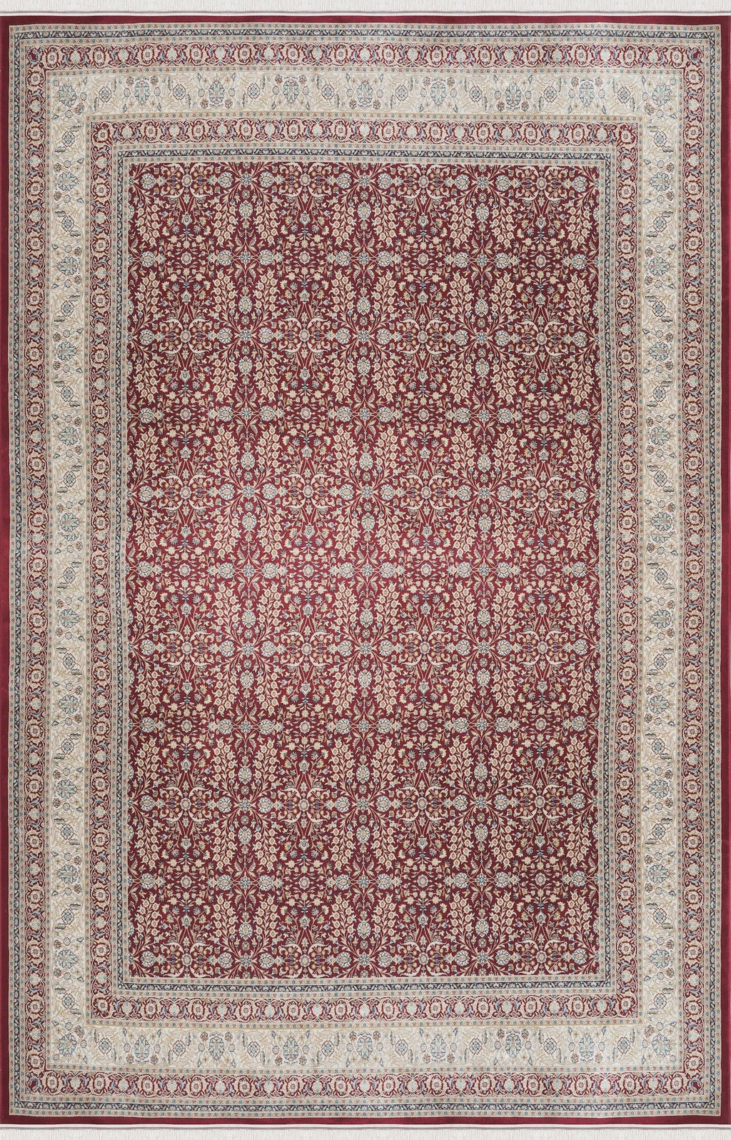 İnce ve Saçaklı Bordo Klasik Halı | Viskon Bambu Premium Seri