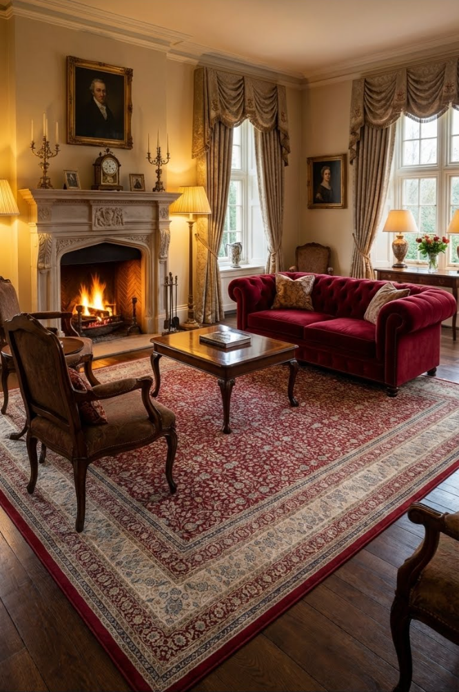 İnce ve Saçaklı Bordo Klasik Halı | Viskon Bambu Premium Seri