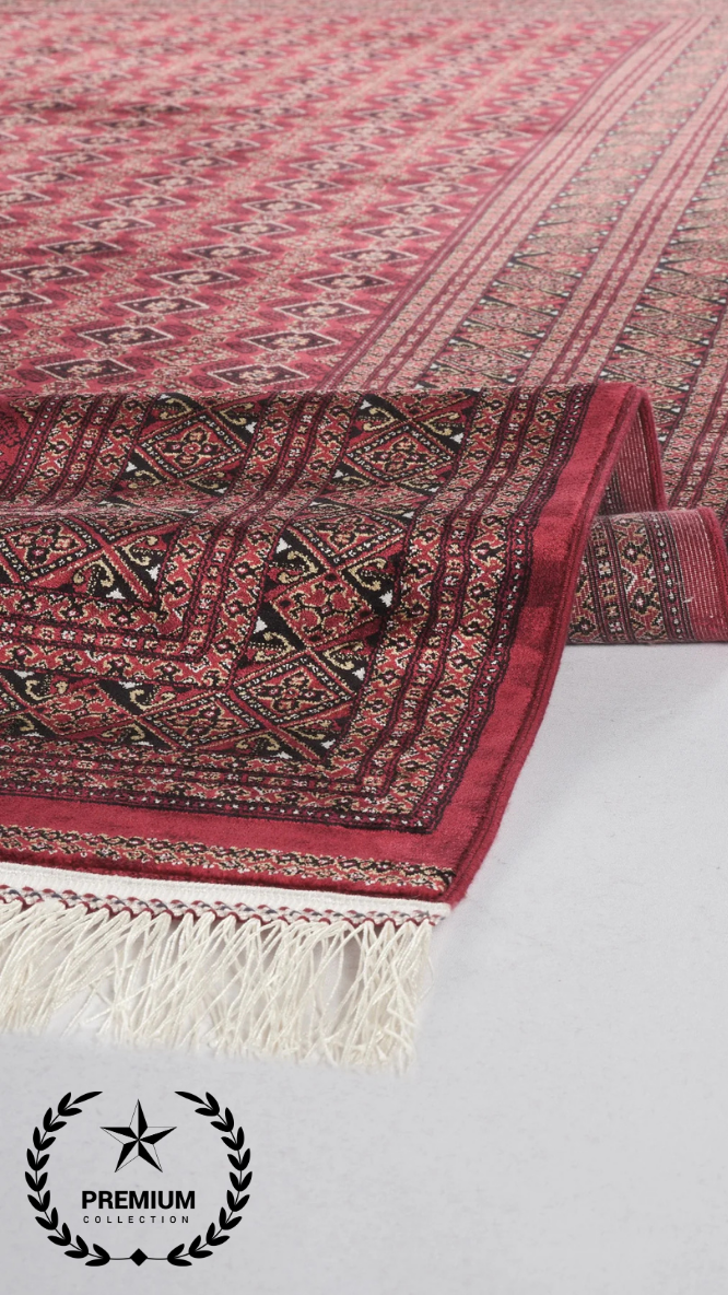 100 Tarak Özel Tezgah Halısı | Bordo Afgan Desenli Sık Dokuma