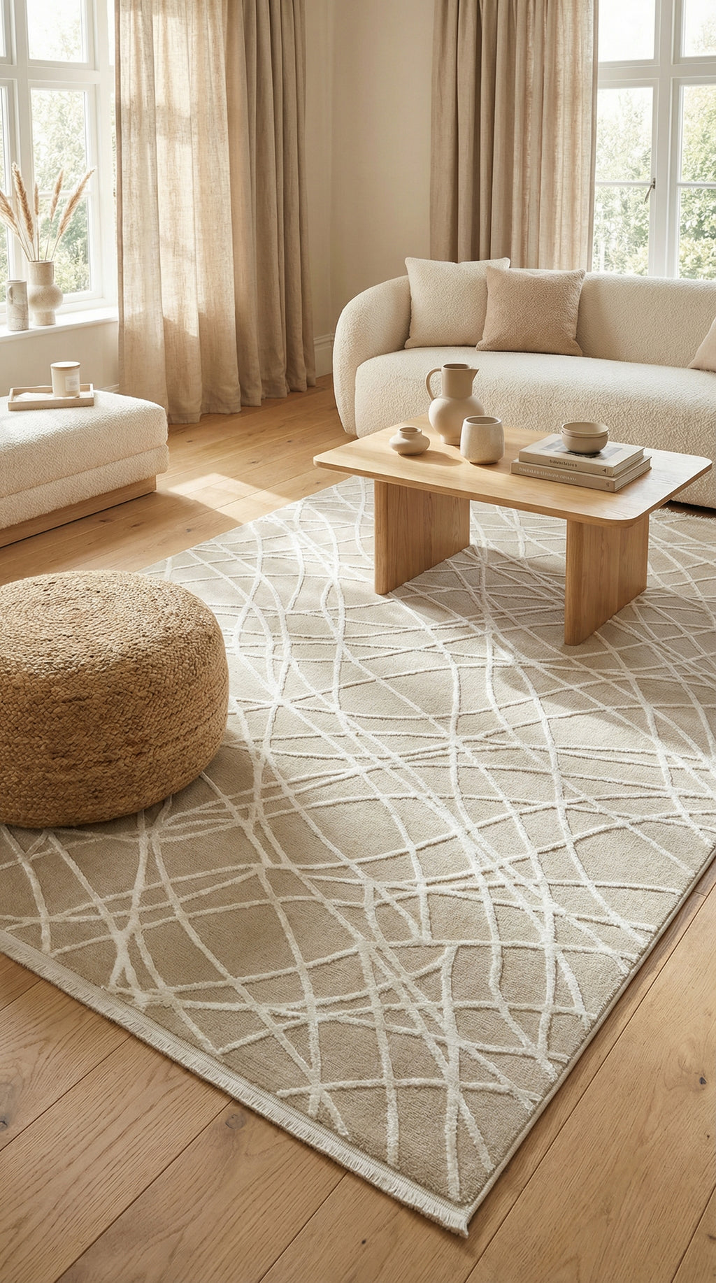 سلسلة زيف ستون: سجادة أكريليك مخططة بشكل فوضوي - خصم 60% على منتجات التخفيضات st011 مينك 140x230