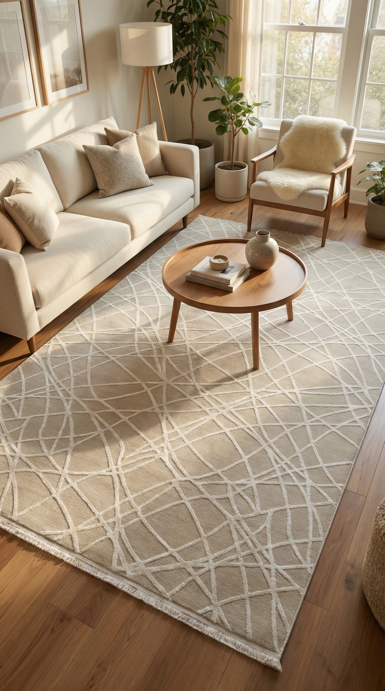 Zev Stone Serisi: Kaotik Çizgili Akrilik Halı  -  %60 Outlet Fırsatı st011 Vizon 140x230