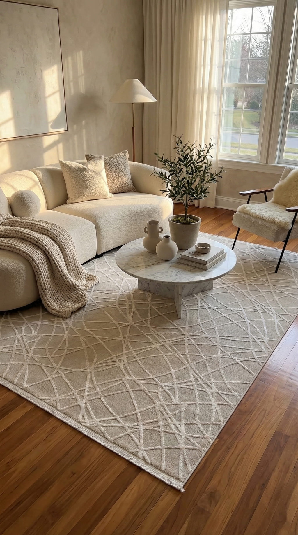 سلسلة زيف ستون: سجادة أكريليك مخططة بشكل فوضوي - خصم 60% على منتجات التخفيضات st011 مينك 140x230