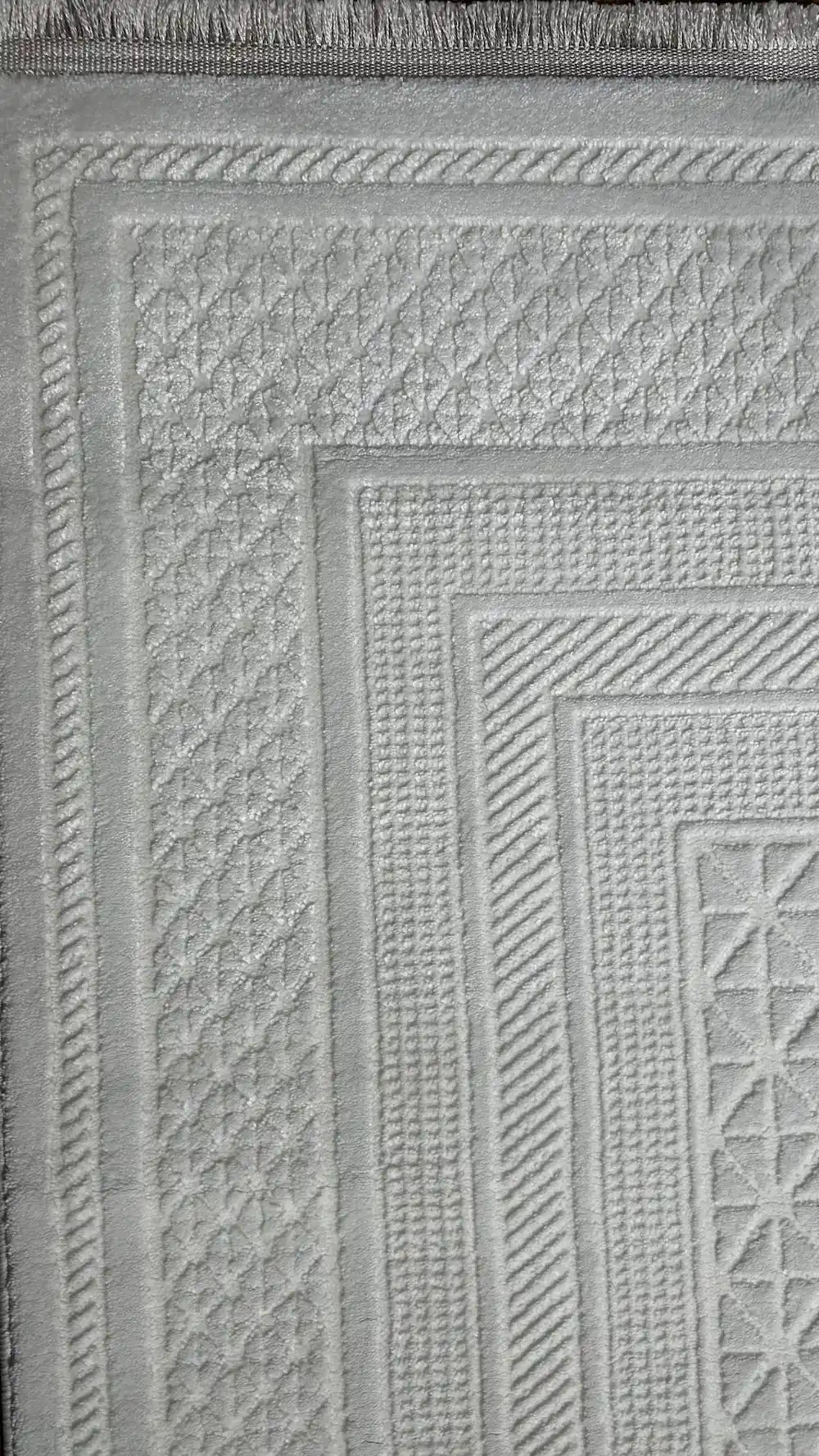 Zev Halı Prime PR024 Beyaz Kemik Geometrik Dokulu Lüks Modern Salon Halısı 160x230