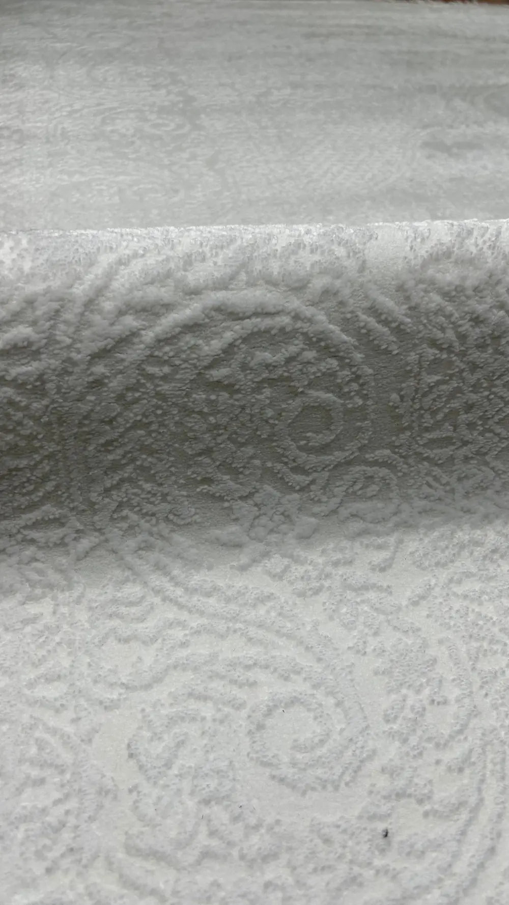 Zev Halı Prime PR022 Beyaz Kabartma Desenli Lüks Salon Halısı 160x230