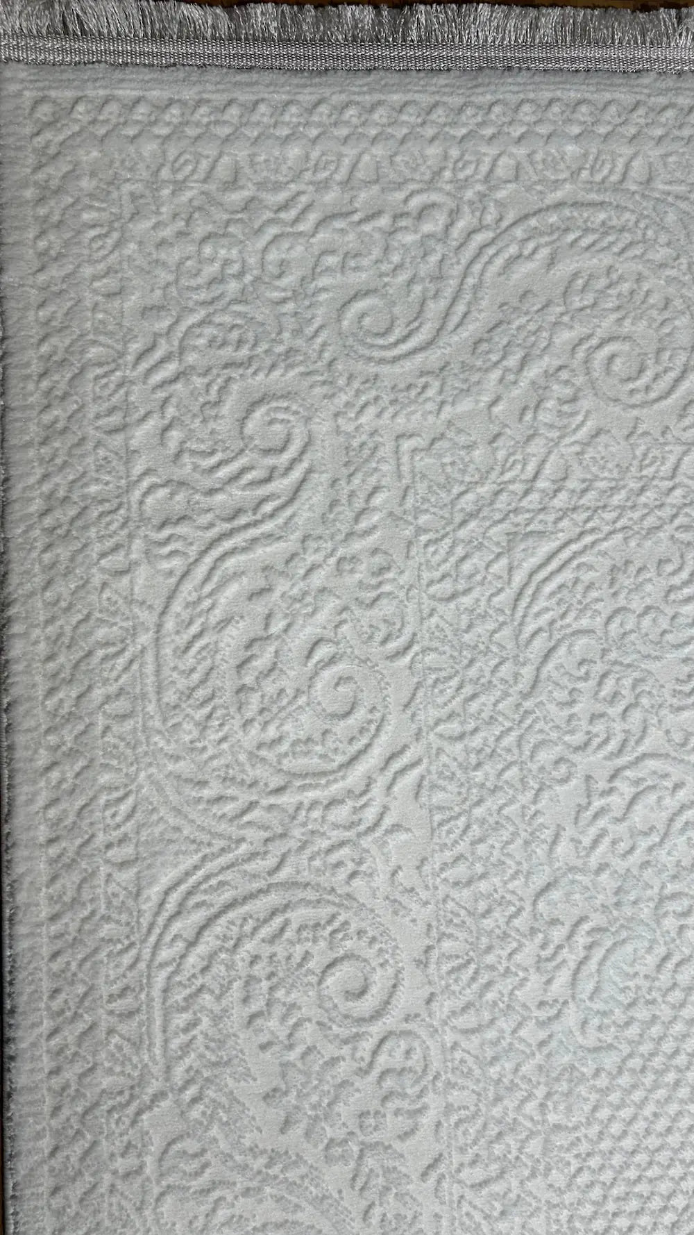 Zev Halı Prime PR022 Beyaz Kabartma Desenli Lüks Salon Halısı 160x230