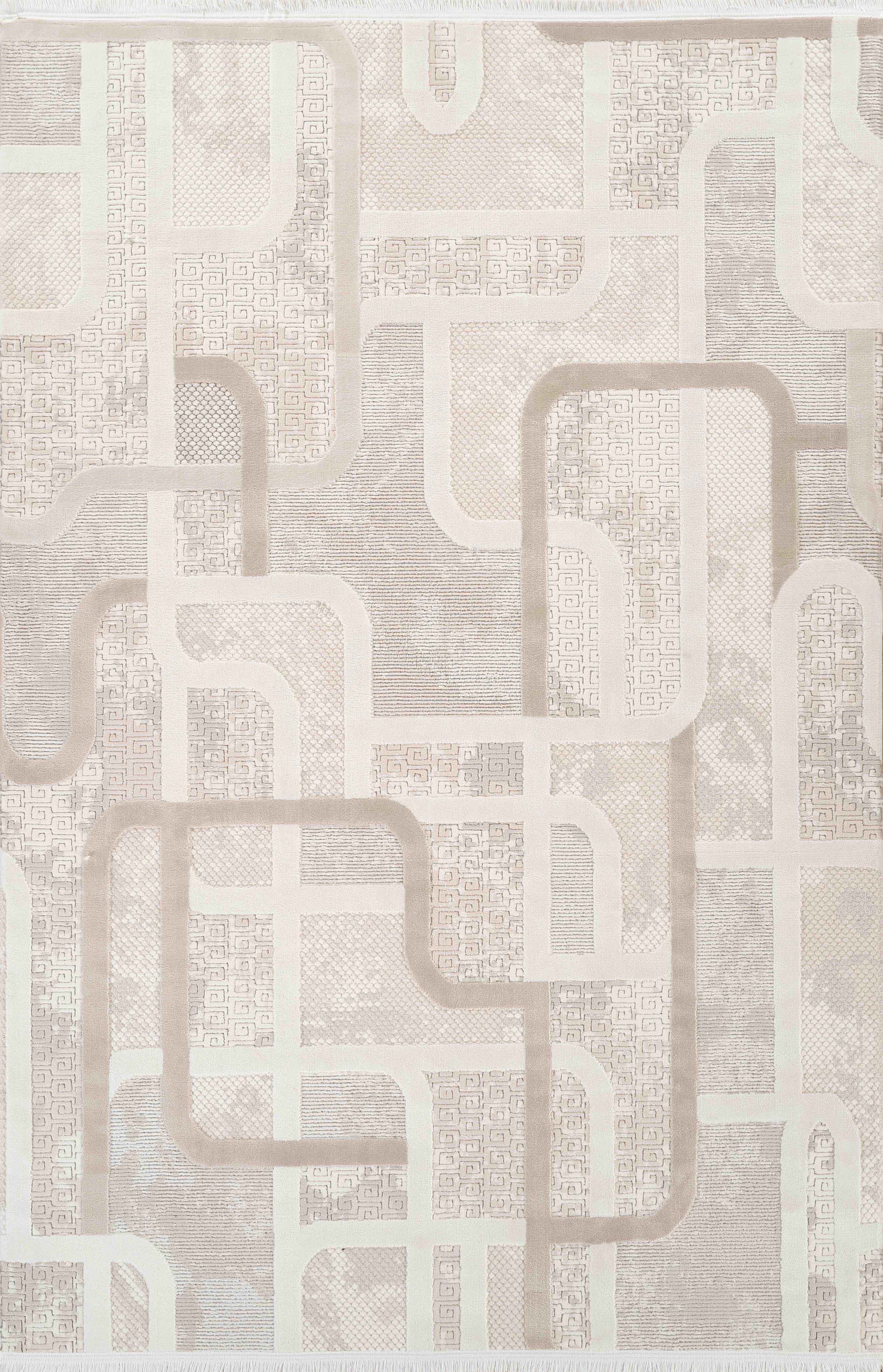 Baklava Desenli Geometrik Halı | Krem Kahve Simetrik Tasarım Özel Ölçü ✂