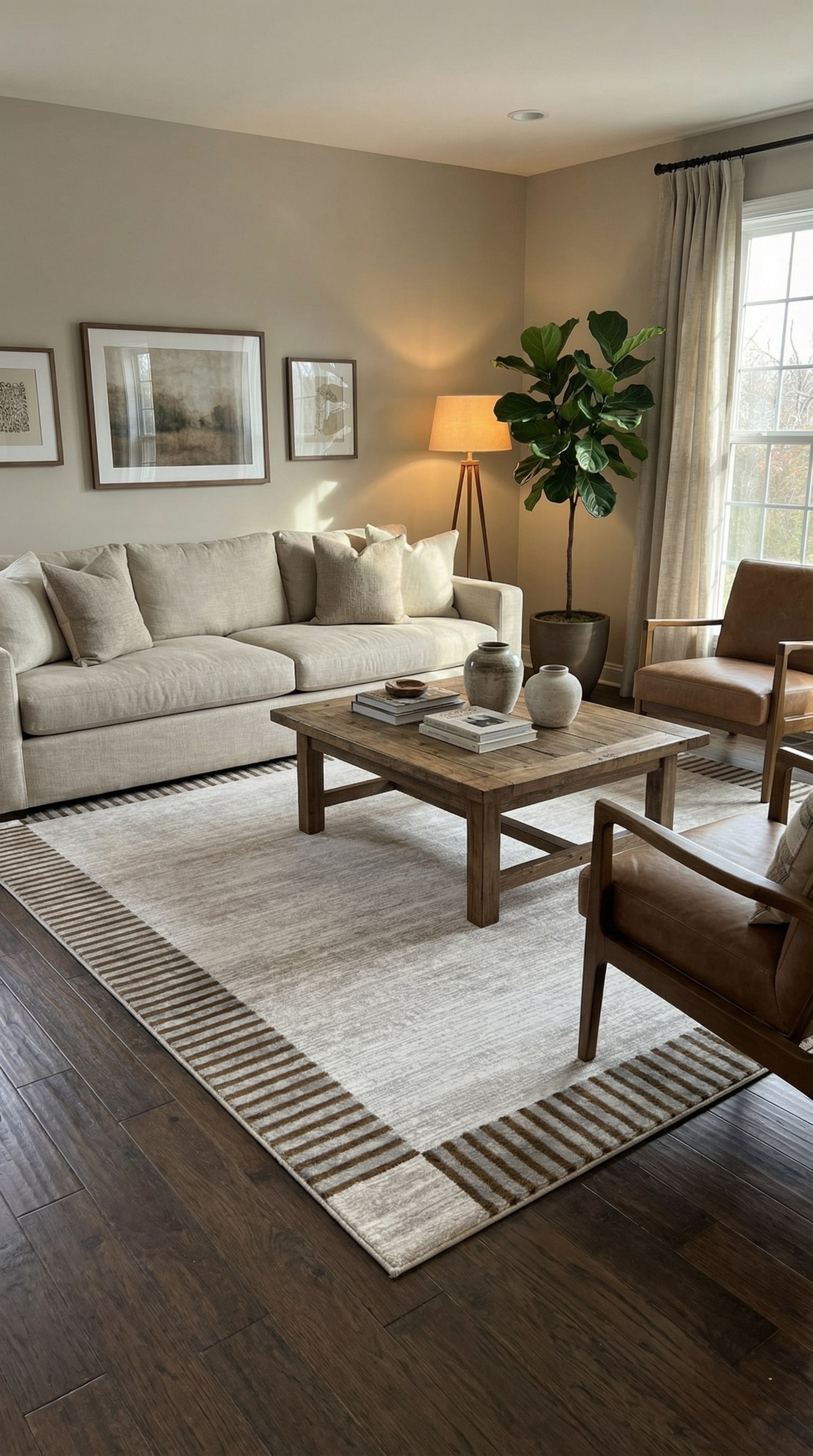 سجادة زيف ستون سيريز مخططة بحواف من الأكريليك، موديل st005، لون كريمي، مقاس 150×230 سم - خصم 60% في المتجر