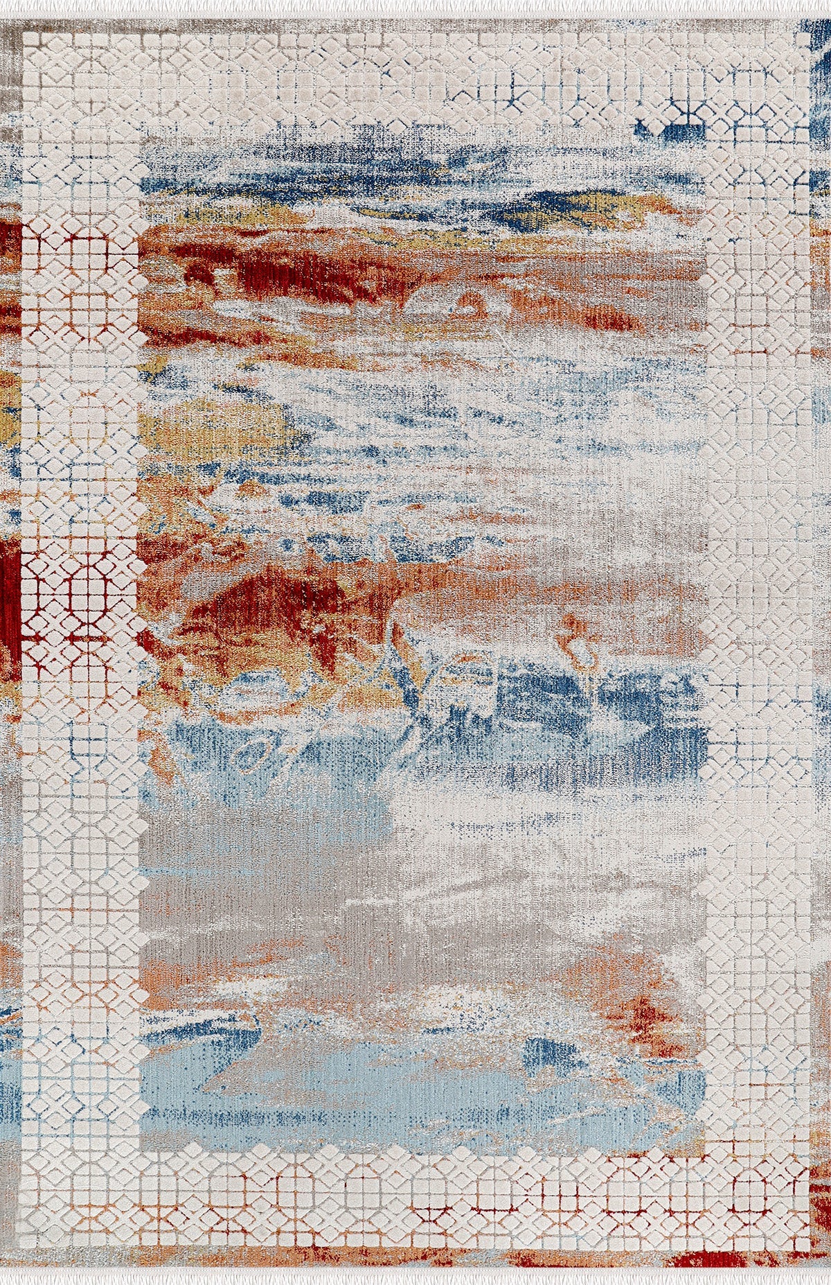 Modern Vintage Desenli Halı | İnce ve Hafif Oturma Odası Halısı