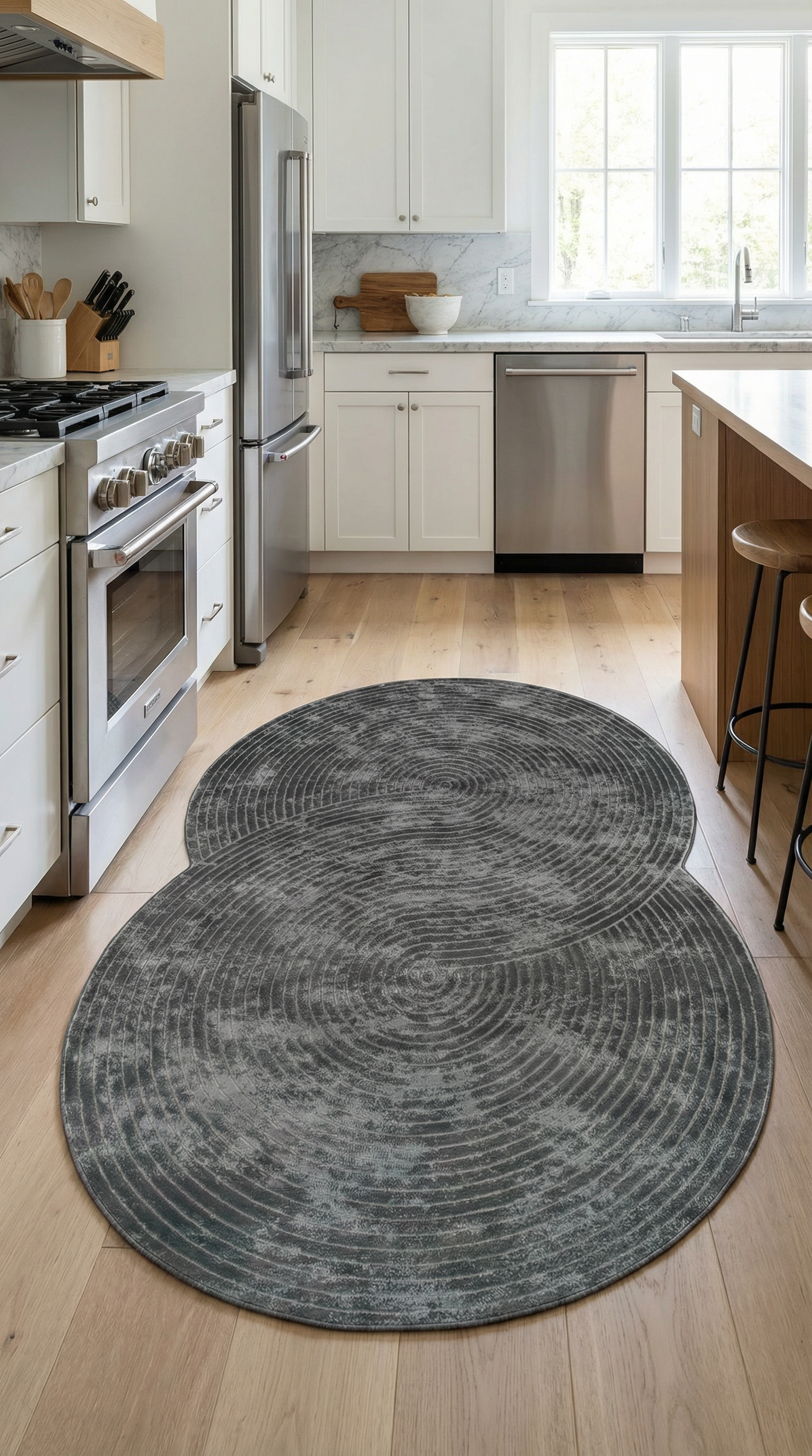 Antrasit Helezon Desenli Asimetrik Halı | Modern & Sıra Dışı Tasarım