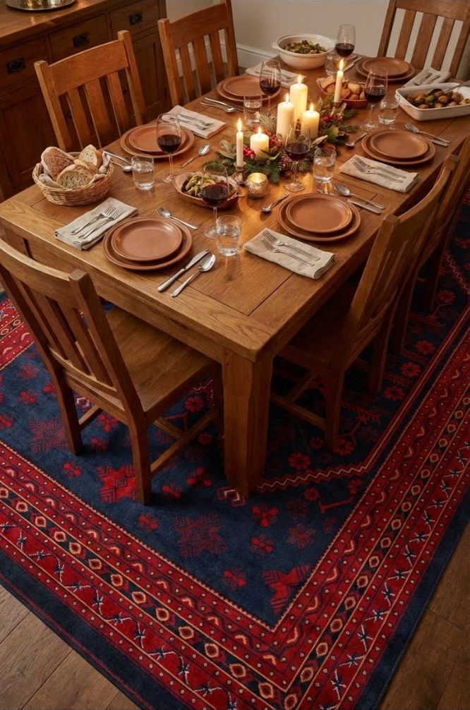 Anti-Alerjik Bordo Afgan Halı | Toz Vermez ve Leke Tutmaz İnce