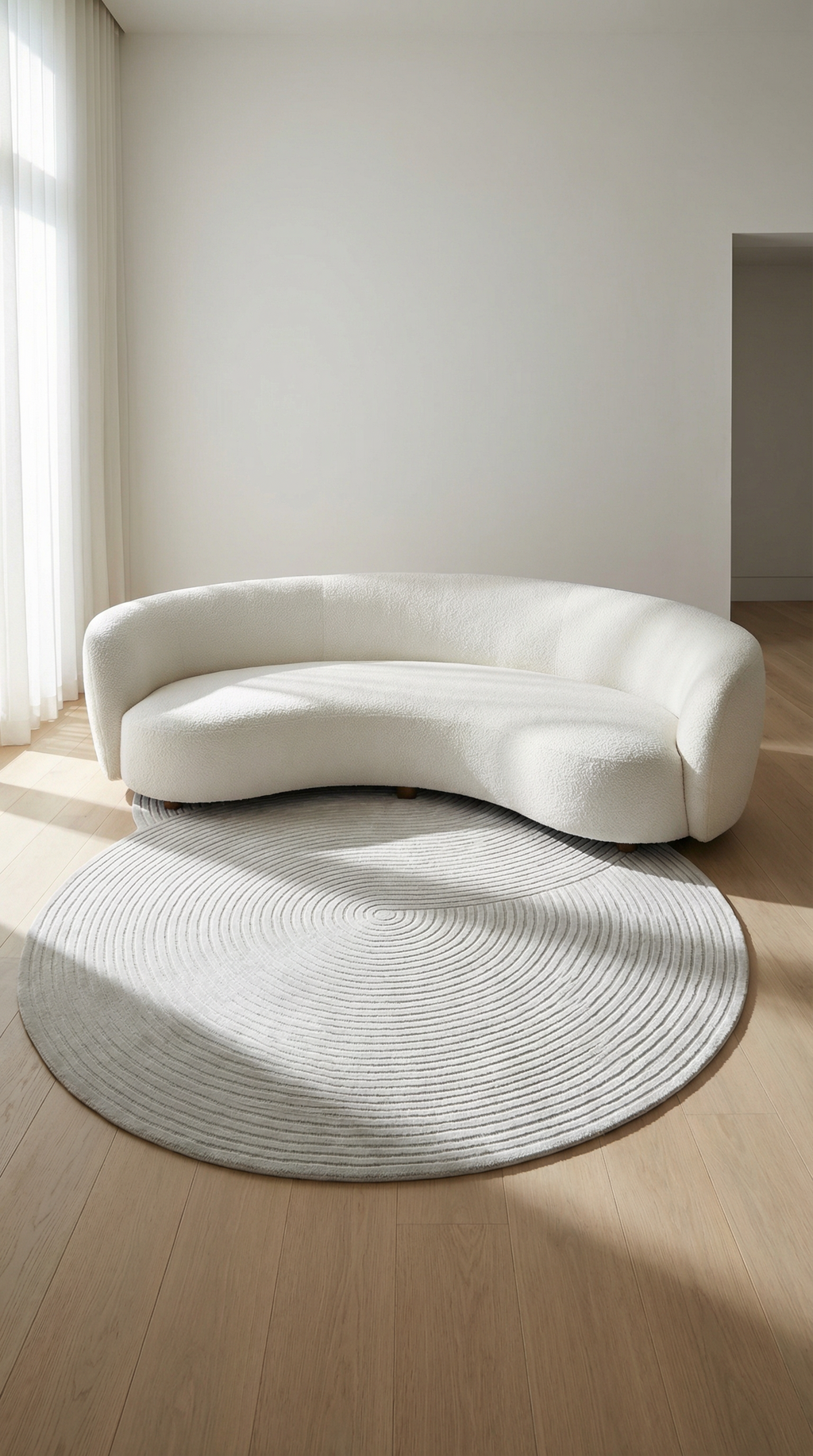 Krem Soyut Sanat Desenli Asimetrik Halı | Kübist & Modern Tarz