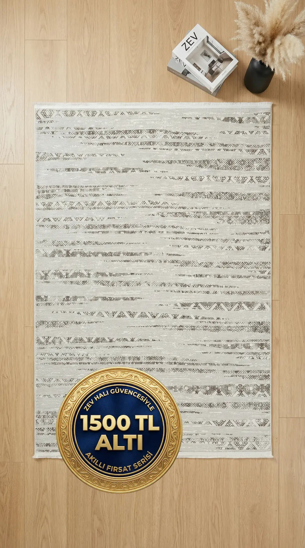 Zev Halı NK008 | Boho-Etnik Çizgili Makinede Yıkanabilir Kaymaz Taban Modern Halı 115x180