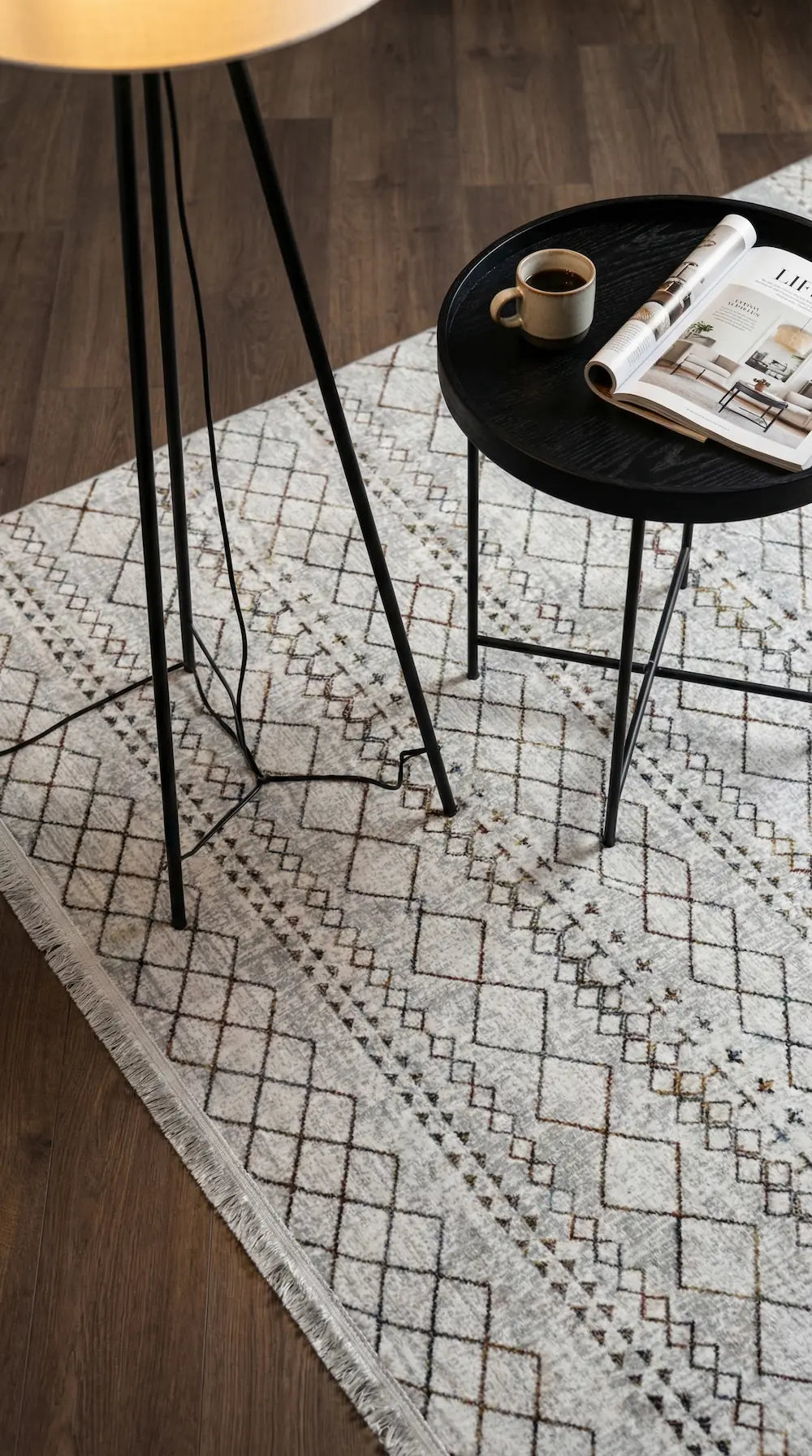 Zev Halı NK005 | Boho & Etnik Desenli Makinede Yıkanabilir Kaymaz Taban Modern Halı