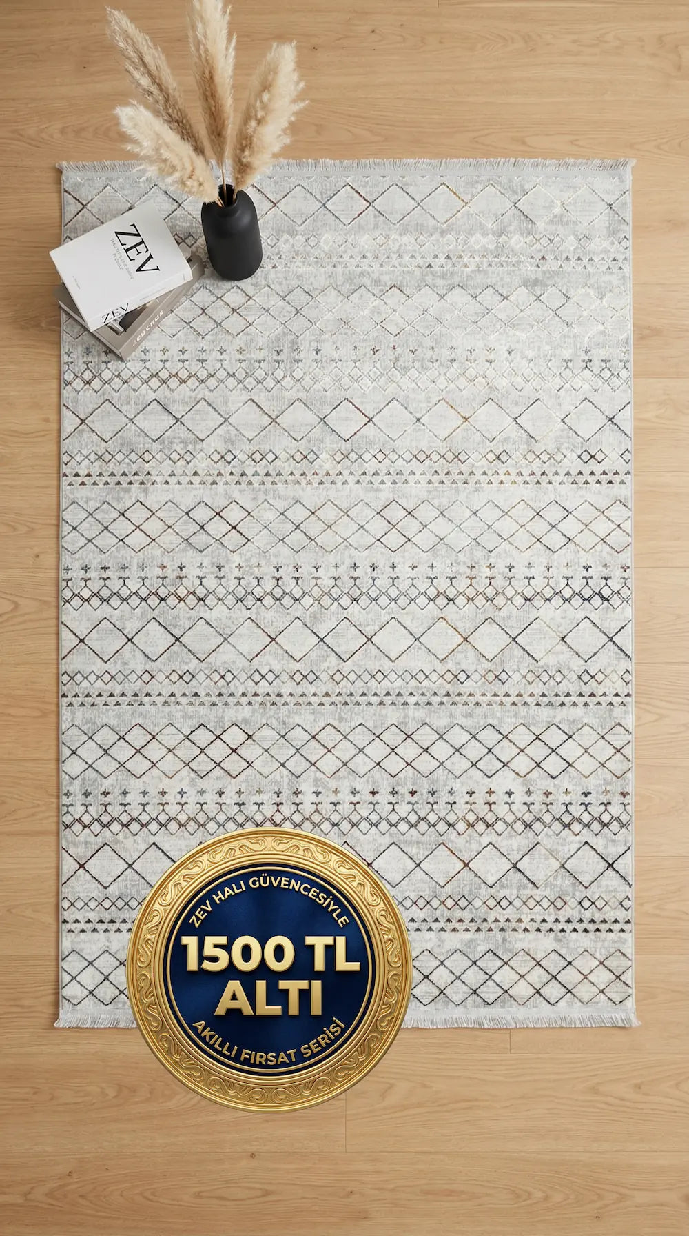 Zev Halı NK005 | Boho & Etnik Desenli Makinede Yıkanabilir Kaymaz Taban Modern Halı