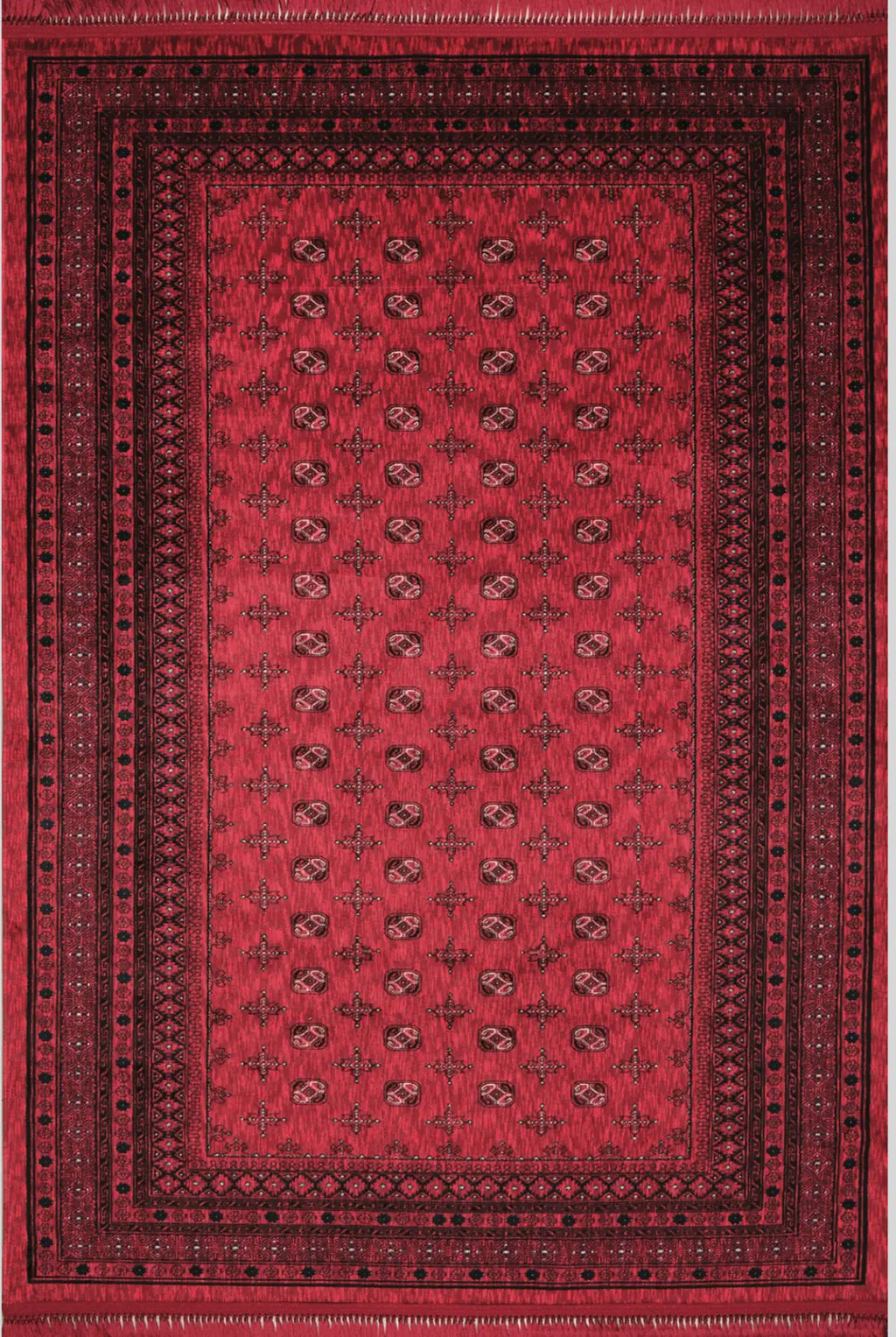 Bordo saten Afgan Plus AF304 halı, klasik geometrik desenli, şık dokuma