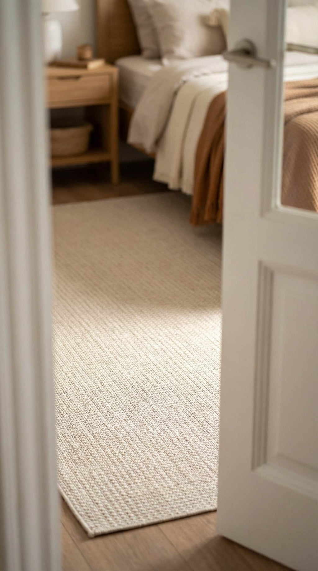 سجادة زيف العصرية البسيطة من السيزال الكريمي - قابلة للغسل في الغسالة، مانعة للانزلاق، مناسبة لغرفة المعيشة، مقاسات حسب الطلب ✂ 