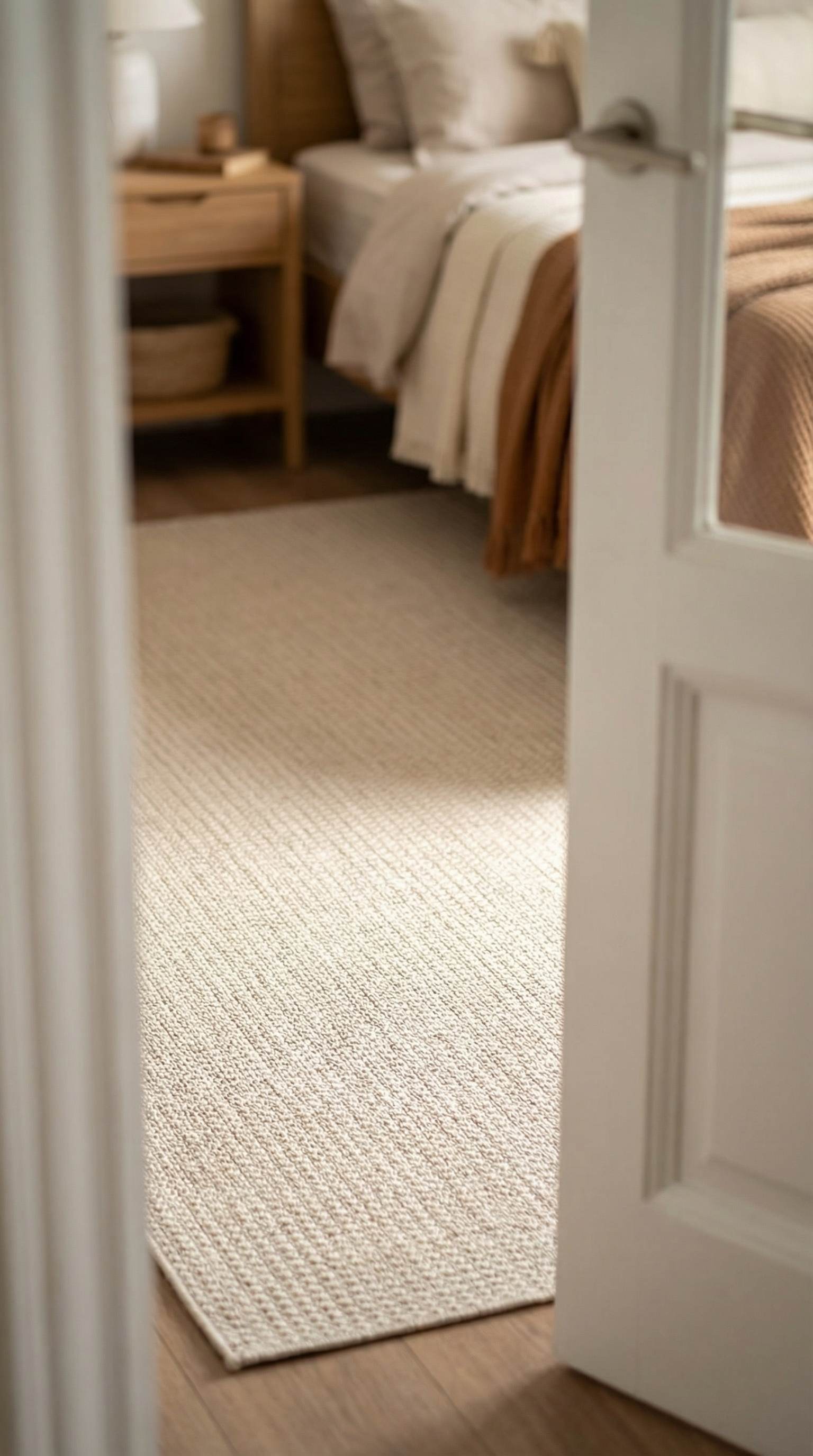 Zev Halı Modern Sade Krem Sisal Halı - Makinede Yıkanabilir Kaymaz Tabanlı Salon Halısı Özel Ölçü ✂