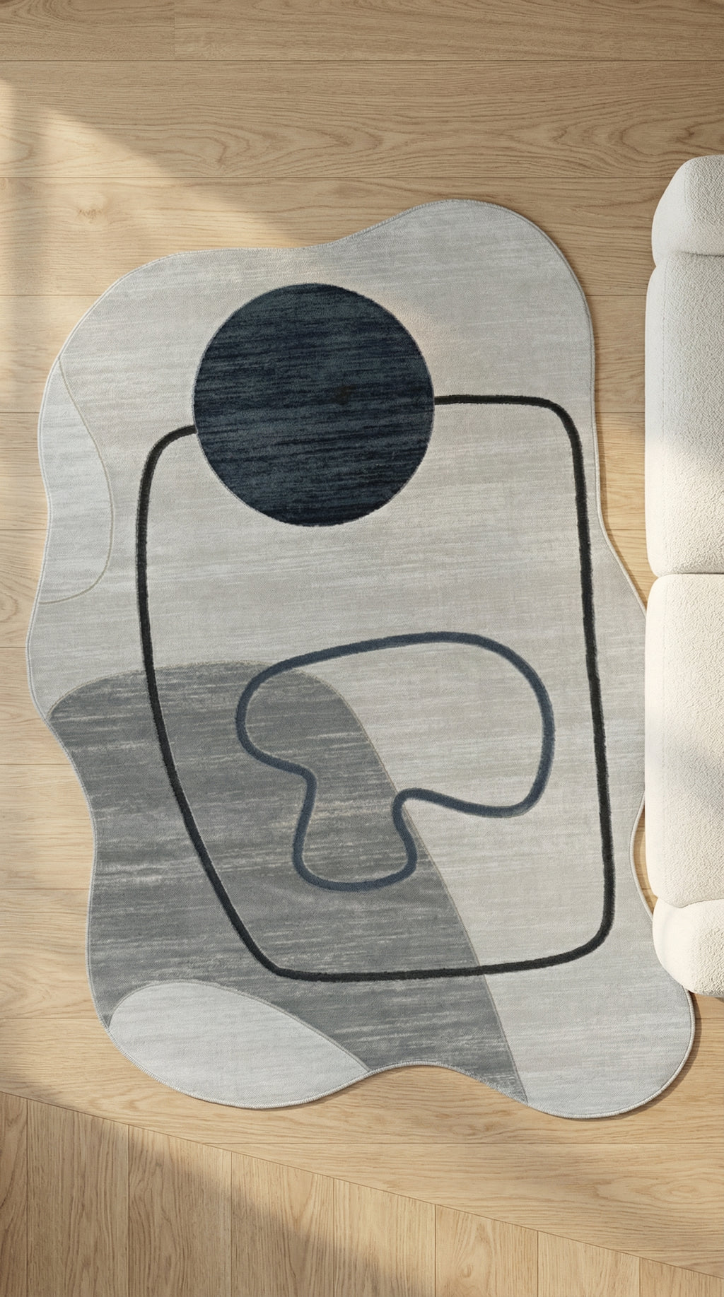 Soyut Sanat Desenli Asimetrik Halı | Kübist & Modern Tarz