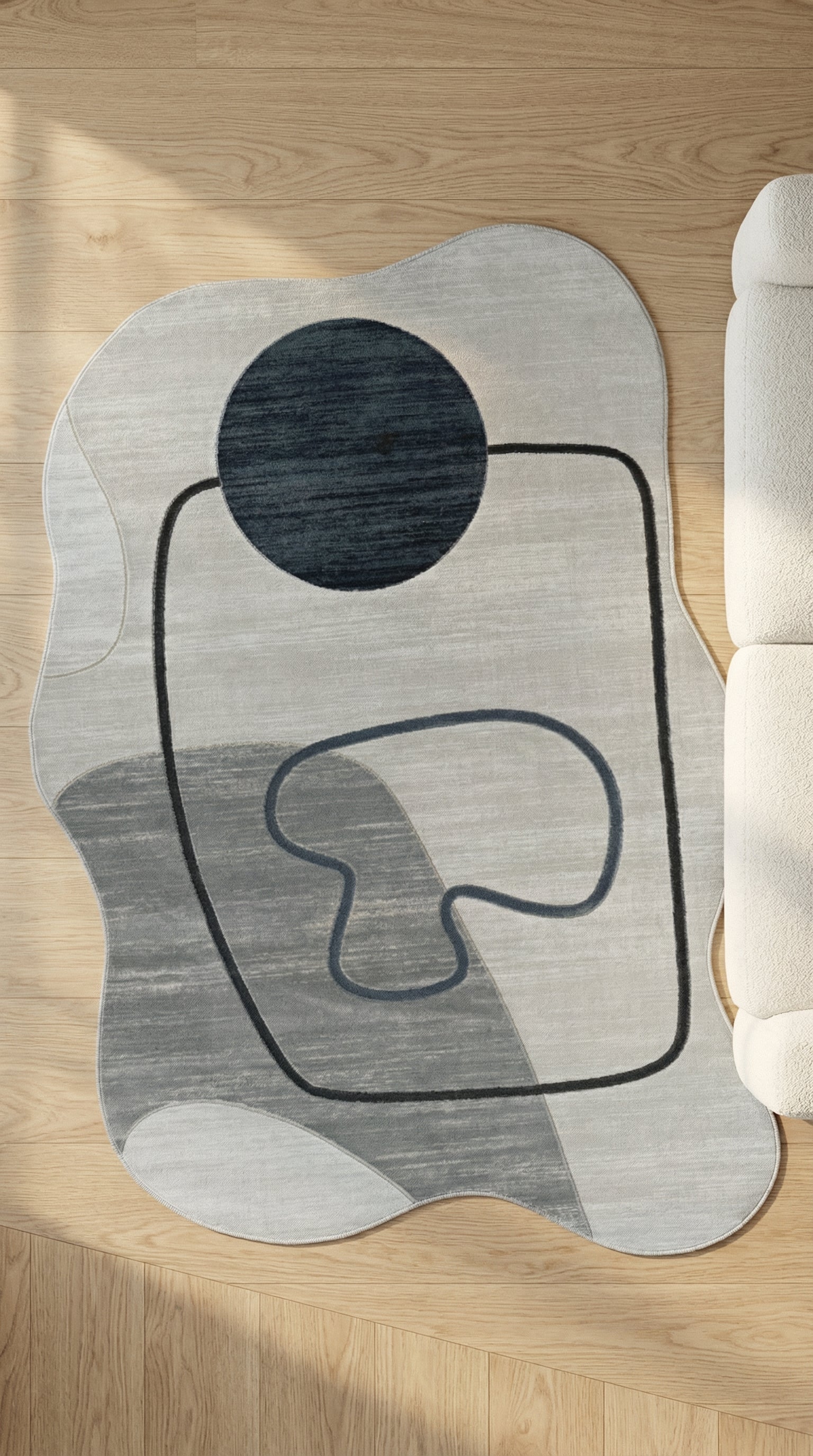 Soyut Sanat Desenli Asimetrik Halı | Kübist & Modern Tarz