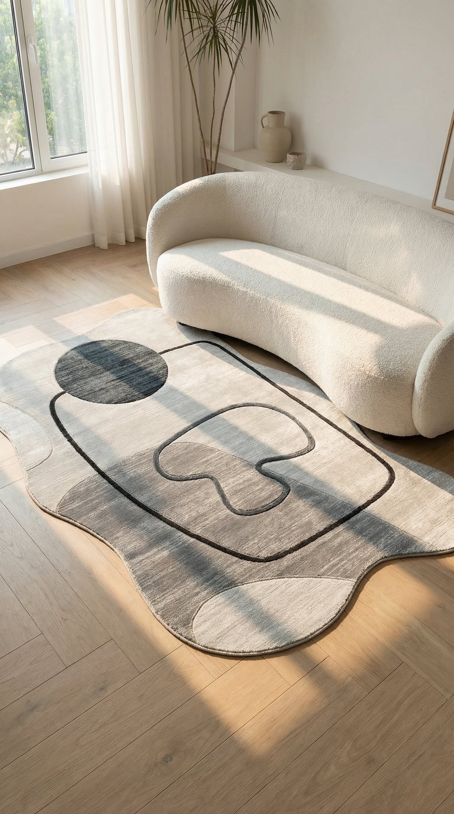 Soyut Sanat Desenli Asimetrik Halı | Kübist & Modern Tarz