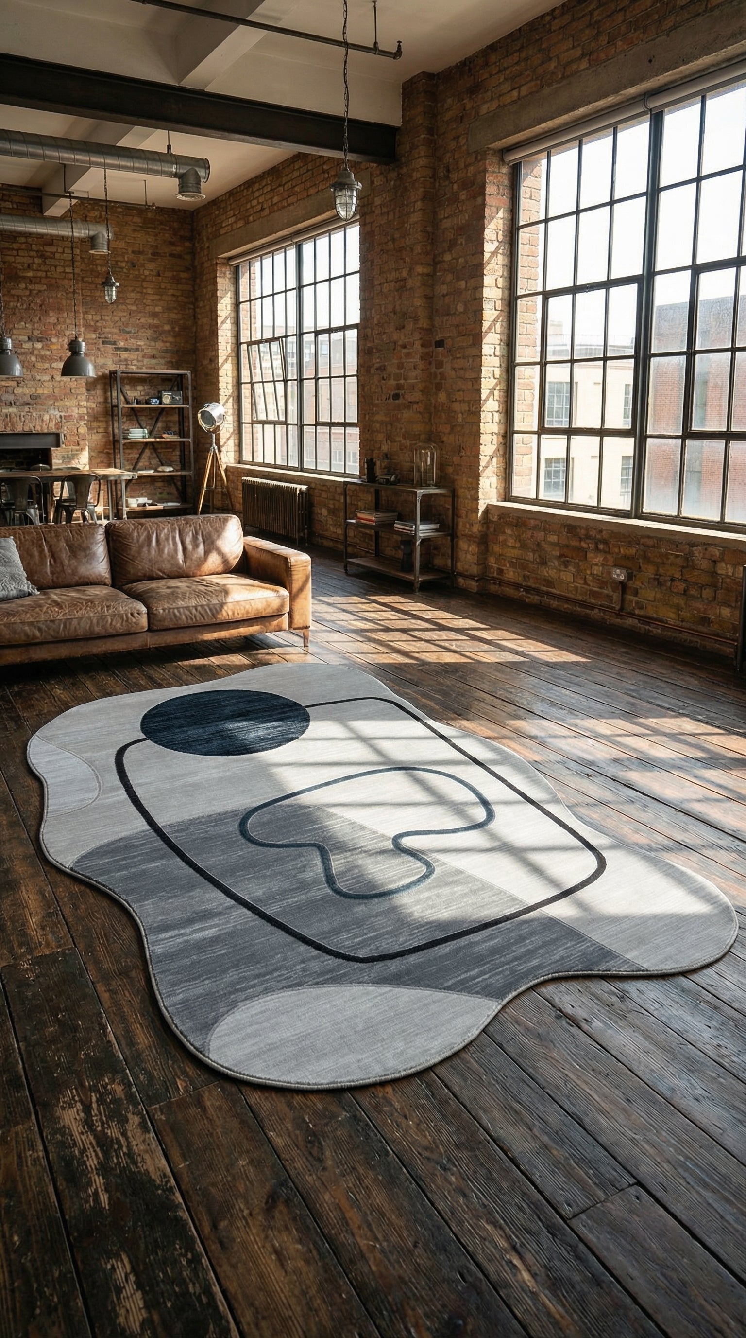 Soyut Sanat Desenli Asimetrik Halı | Kübist & Modern Tarz