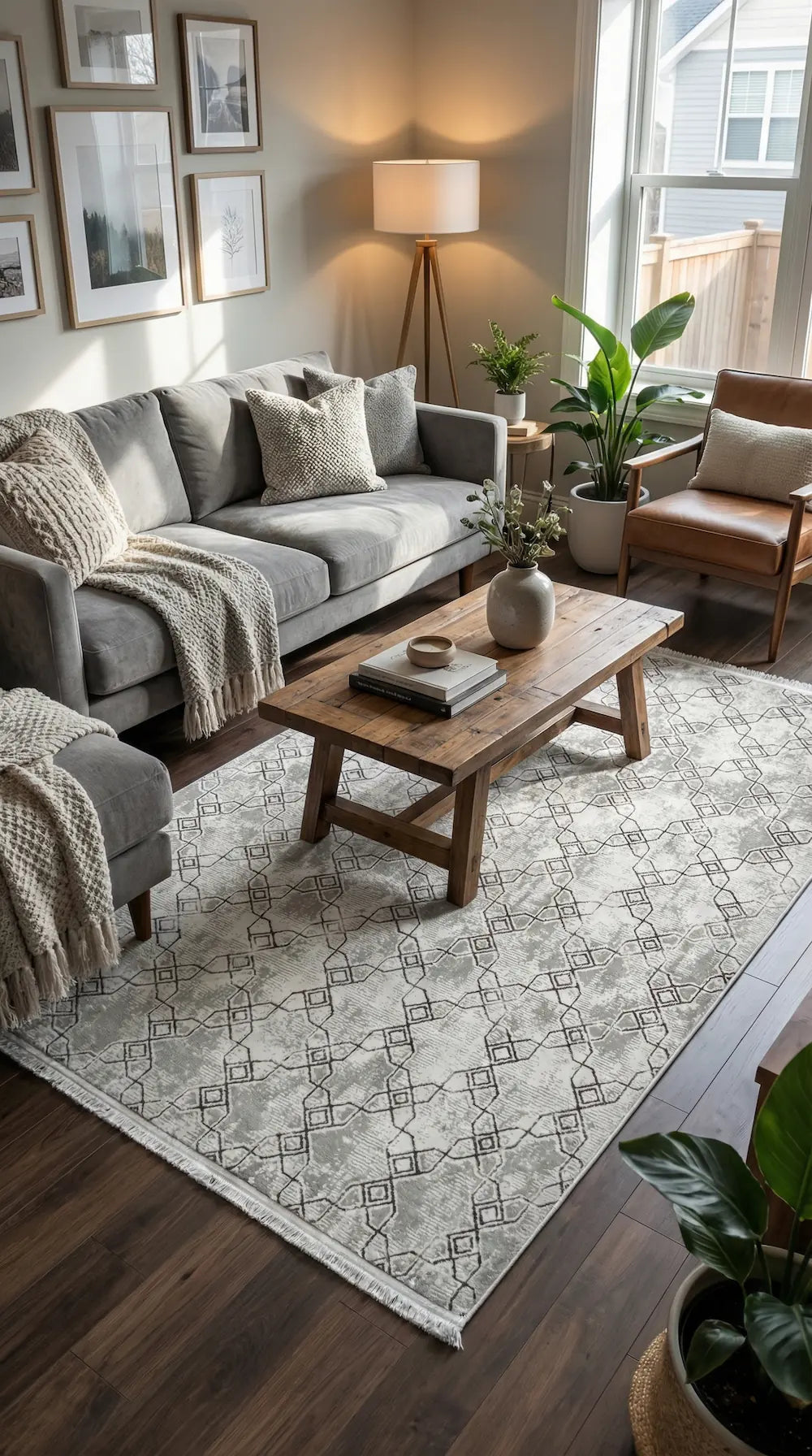 Zev Halı NK009 | Geometrik Kafes Desenli Makinede Yıkanabilir Kaymaz Taban Modern Halı | Makinede Yıkanabilir | Zev Halı