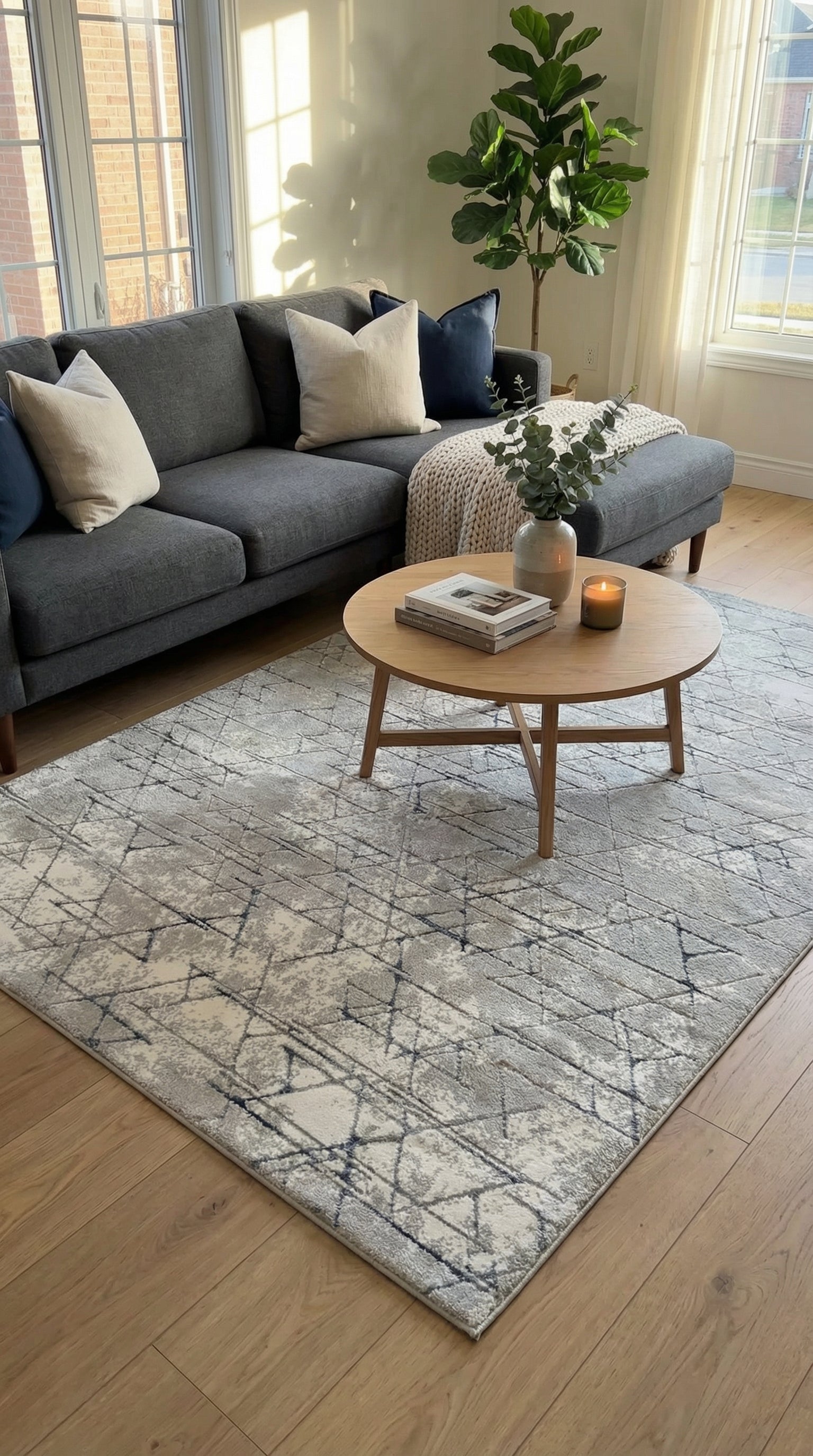 Zev Stone Serisi Geometrik Akrilik Halı st006 Gri 150x230 - %60 İndirimli Outlet