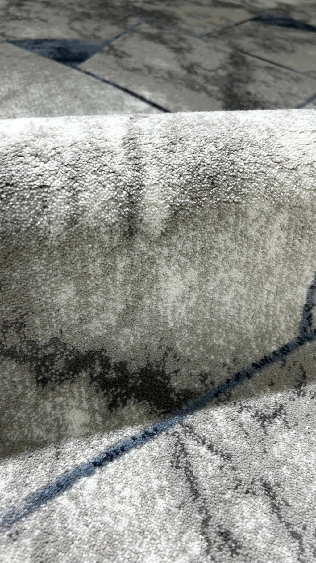 Zev Stone Serisi:Gri Lacivert Modern Geometrik Akrilik Salon Halısı st014 150x230