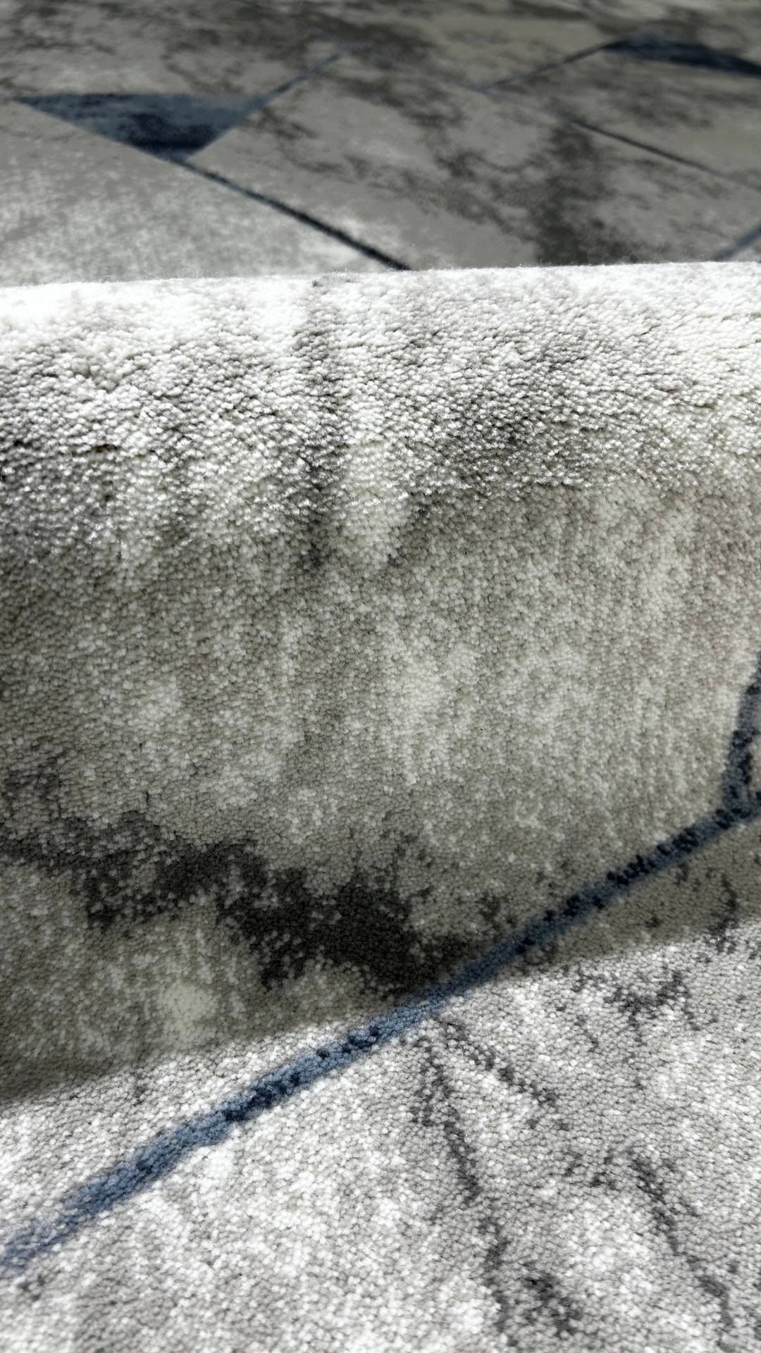 Zev Stone Serisi:Gri Lacivert Modern Geometrik Akrilik Salon Halısı st014 150x230