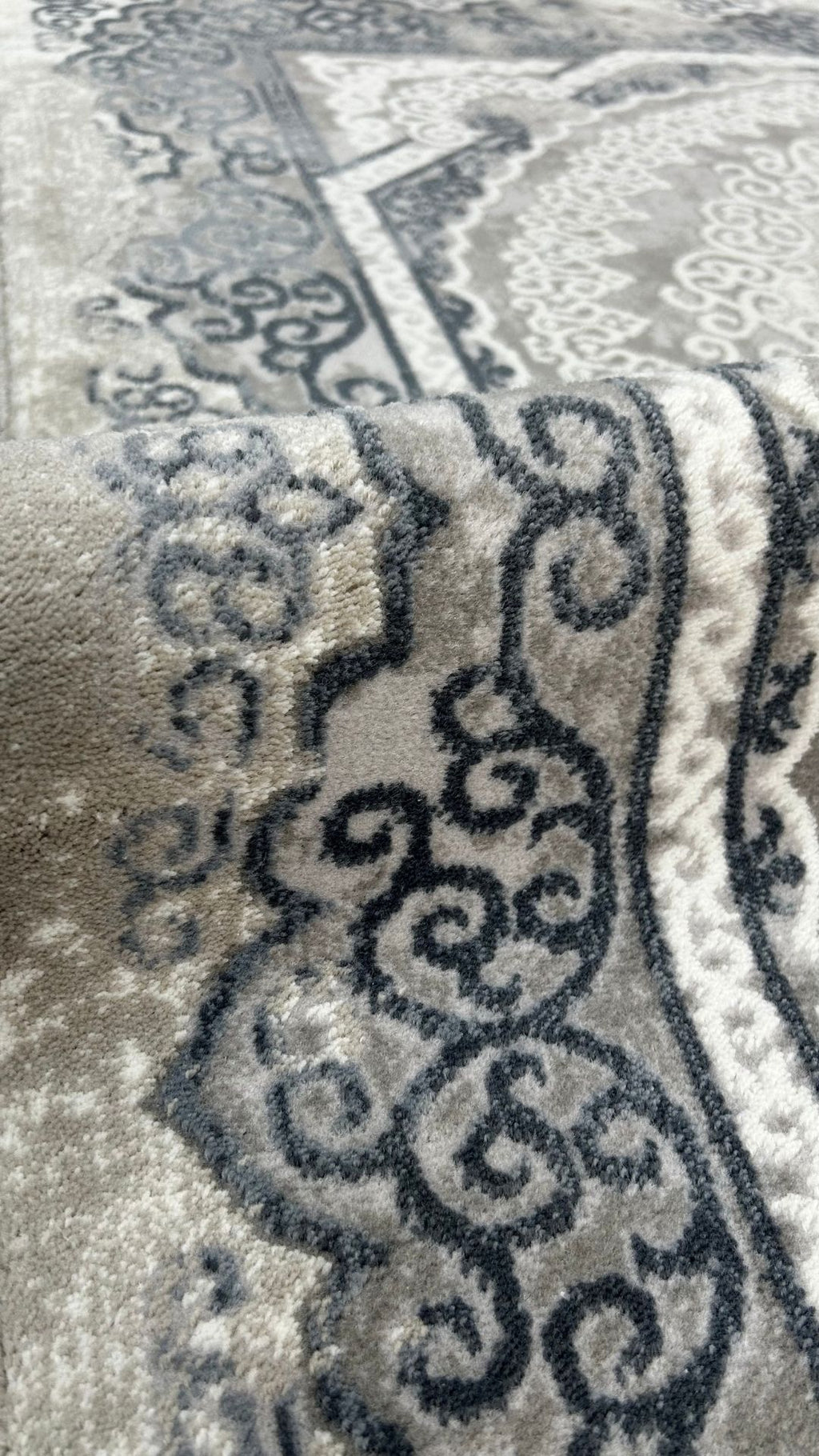 سجاد زيف من سلسلة ستون، قطعة مركزية كلاسيكية، سجاد أكريليك، منفذ بيع ST004، رمادي، 150 × 230