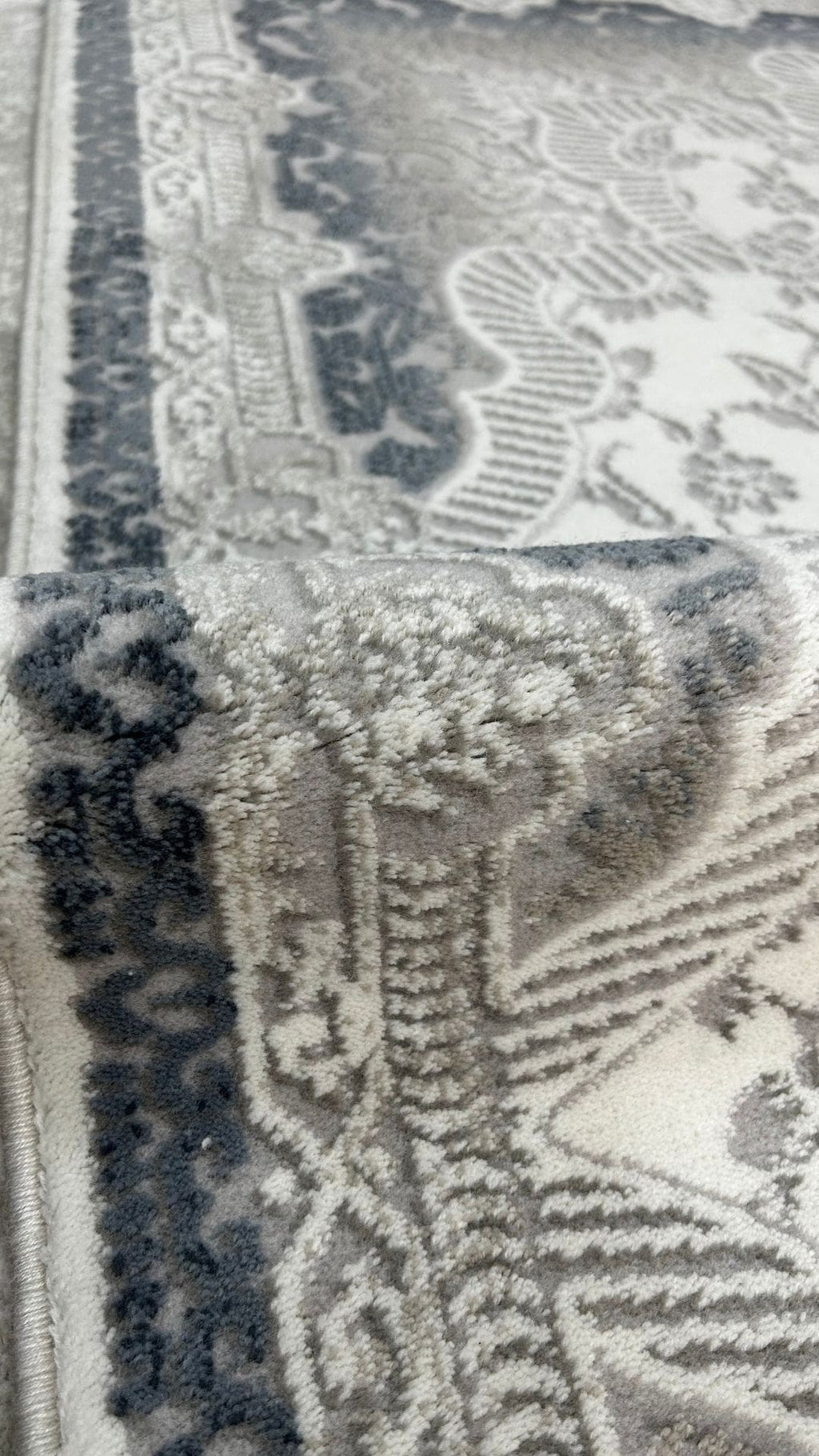 Zev Halı Stone Serisi Vintage Madalyon Akrilik Halı Outlet St003 Gri 150x230