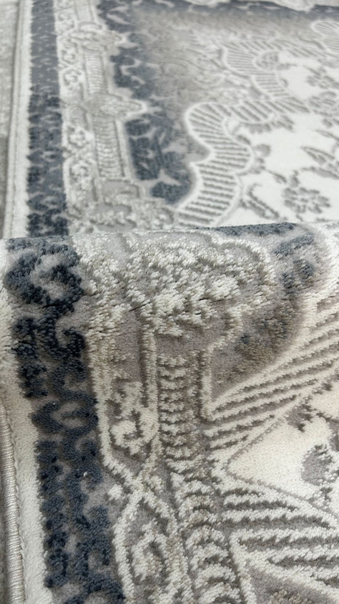 Zev Halı Stone Serisi Vintage Madalyon Akrilik Halı Outlet St003 Gri 150x230