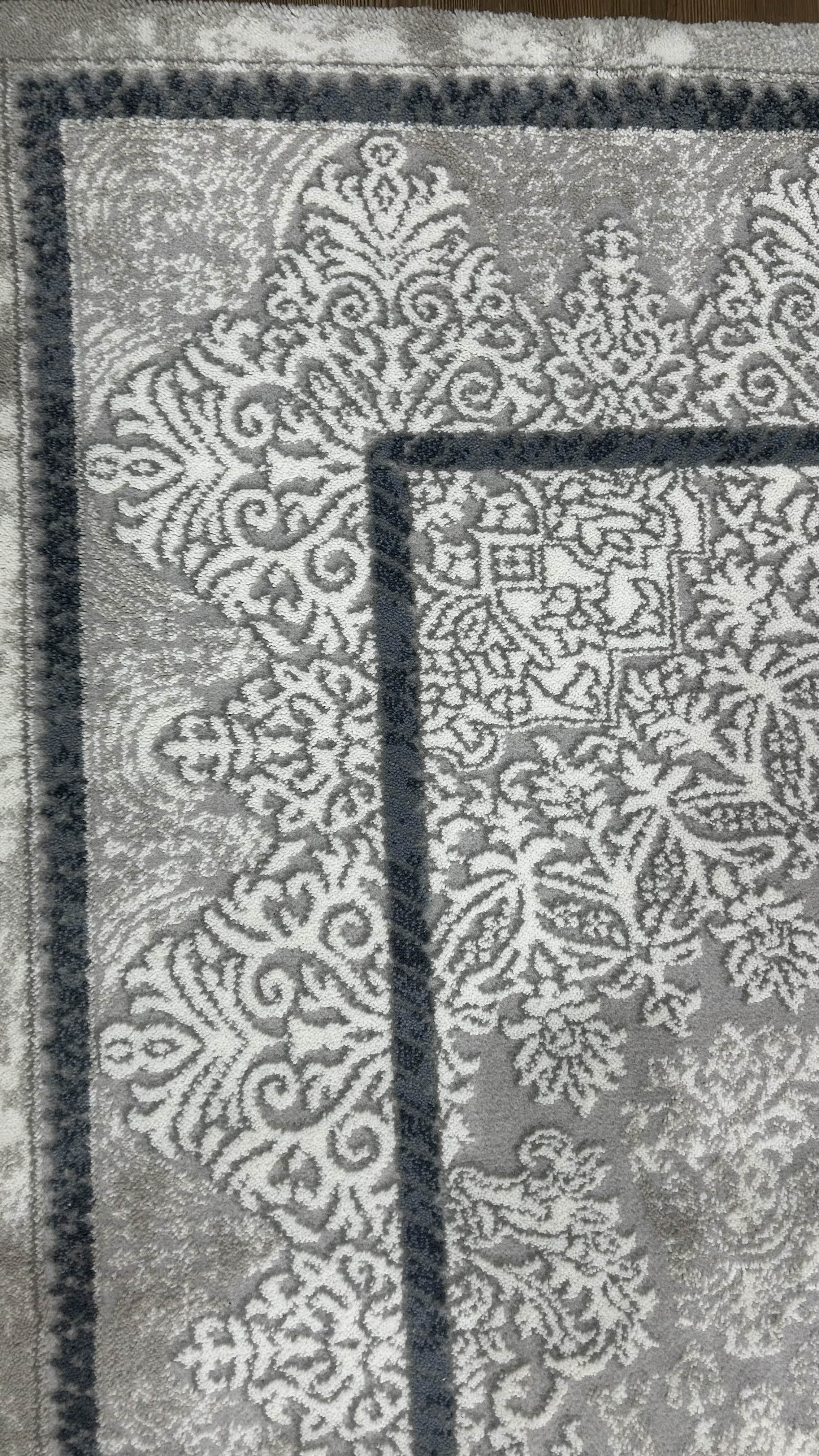 Zev Halı Stone Serisi Vintage Göbekli Akrilik Halı Keçeleşmez St002 Gri 150x230