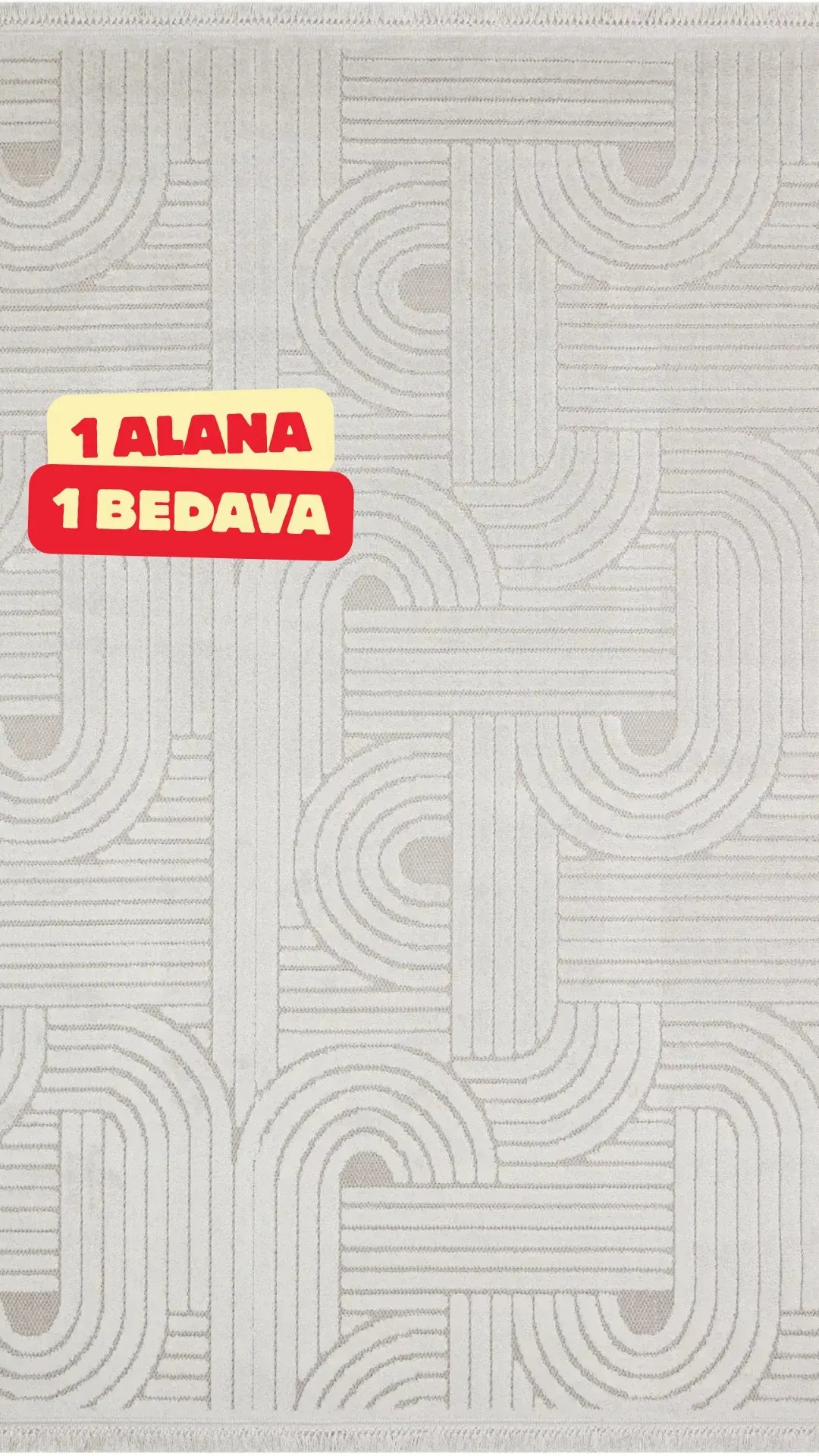 Gri geometrik desenli modern halı, 1 alana 1 bedava kampanyasıyla