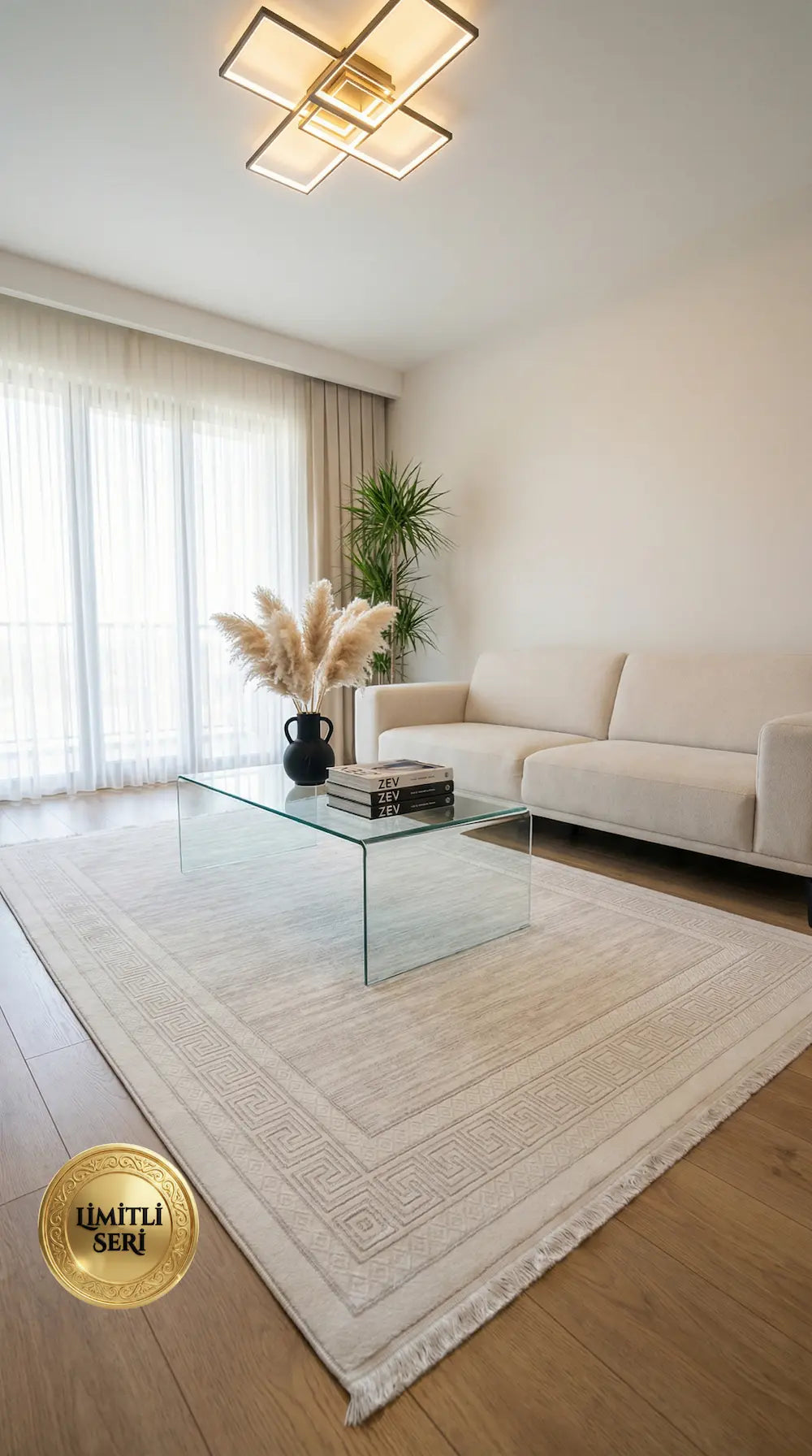 Zev Halı Prime PR015 | Krem Versace Desenli Modern Halı 160x230