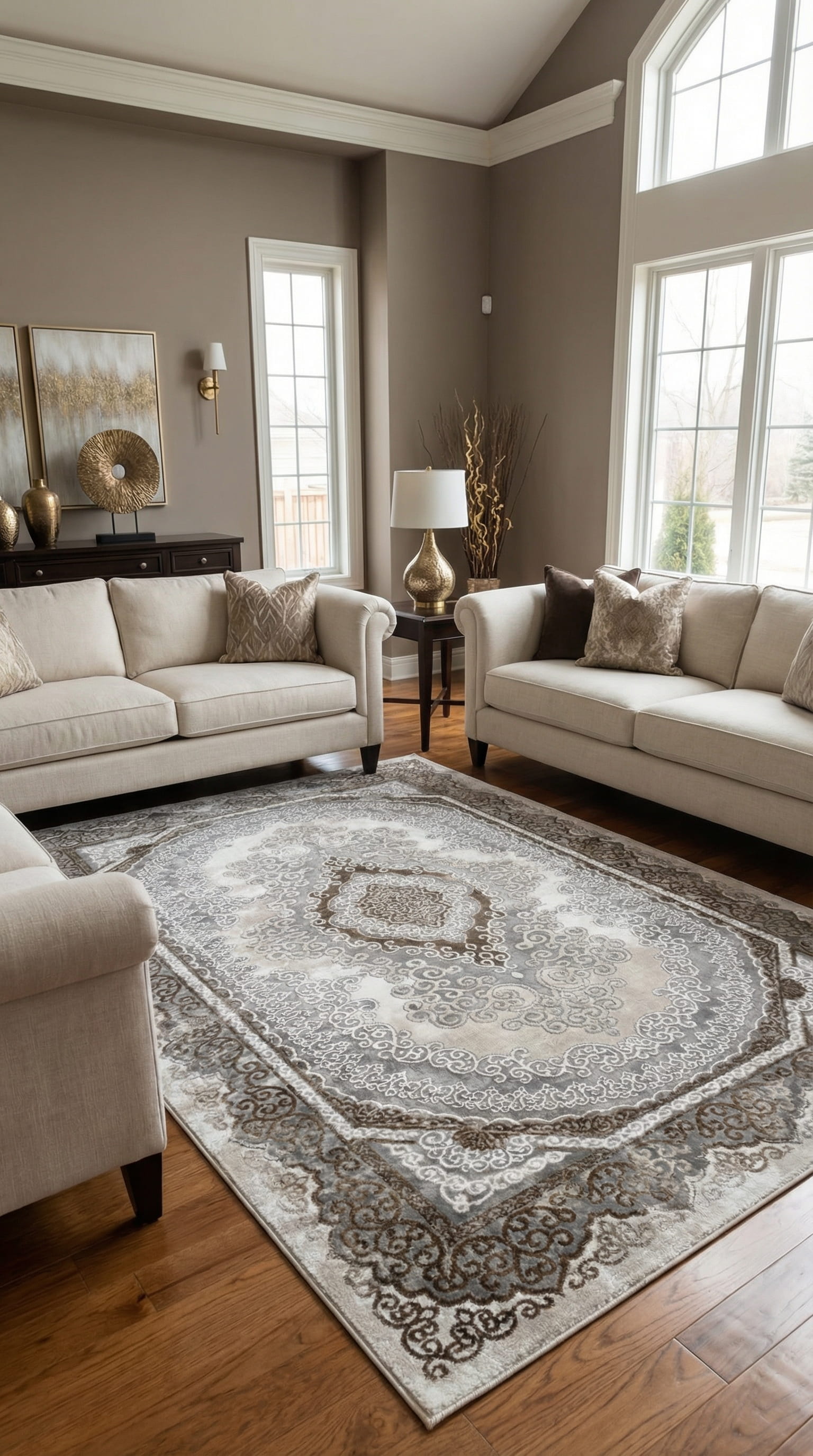 Zev Stone Serisi: Klasik Göbekli Salon Akrilik Halı - %60 Outlet Fırsatı st010 Kahverengi 150x230