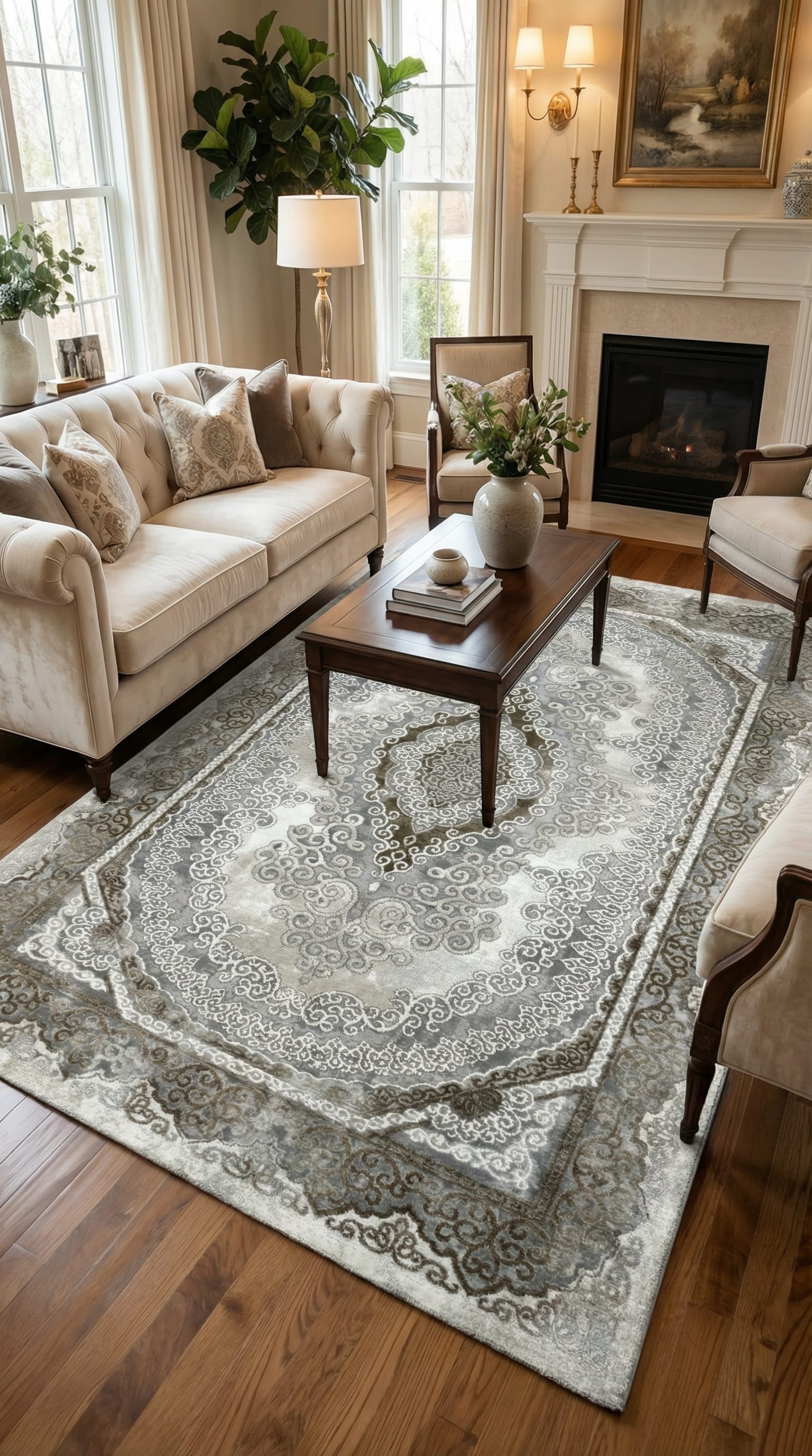 سلسلة زيف ستون: سجادة غرفة معيشة كلاسيكية من الأكريليك - خصم 60% على منتجات التخفيضات st010 بني 150x230