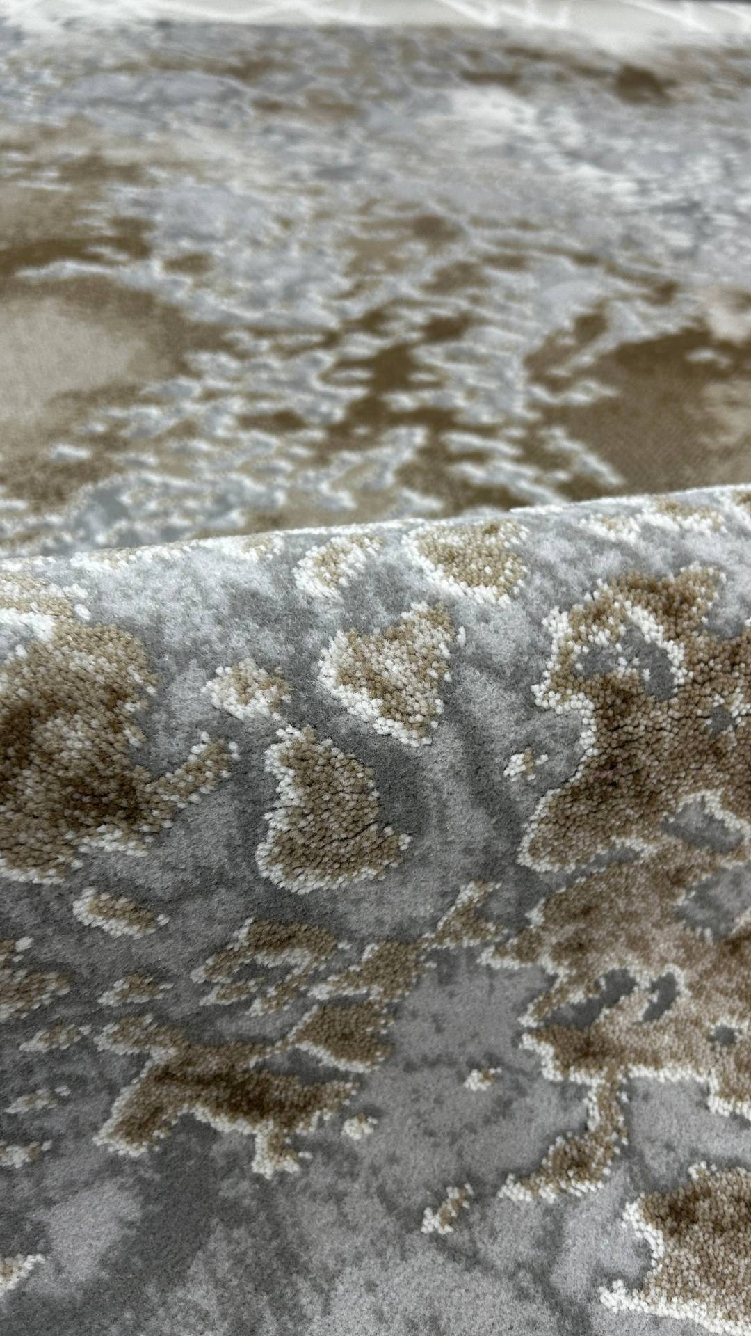 Zev Stone Serisi: Kahve Gri Mermer Desen  Akrilik Salon Halısı - %60 Outlet Fırsatı st012 150x230