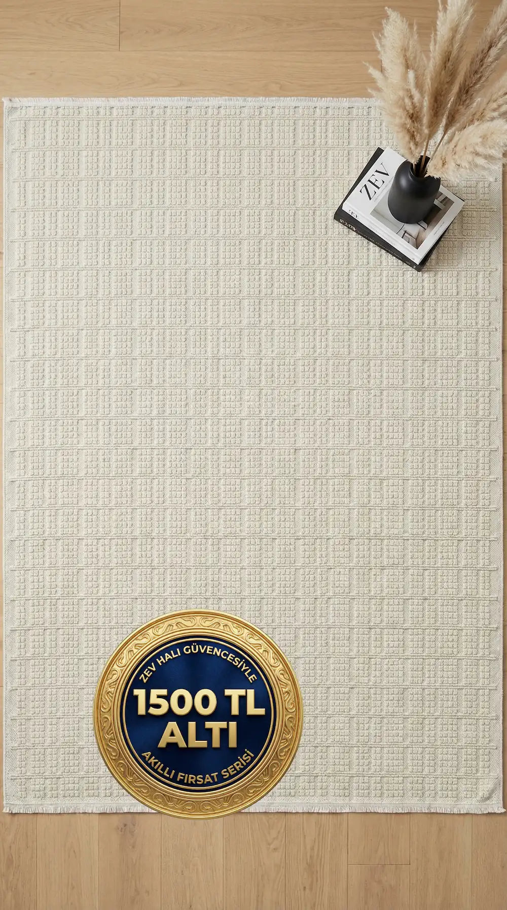 Zev Halı NK010 | %100 Pamuk Dokulu Kare Desenli Modern Kilim Halı 115x180