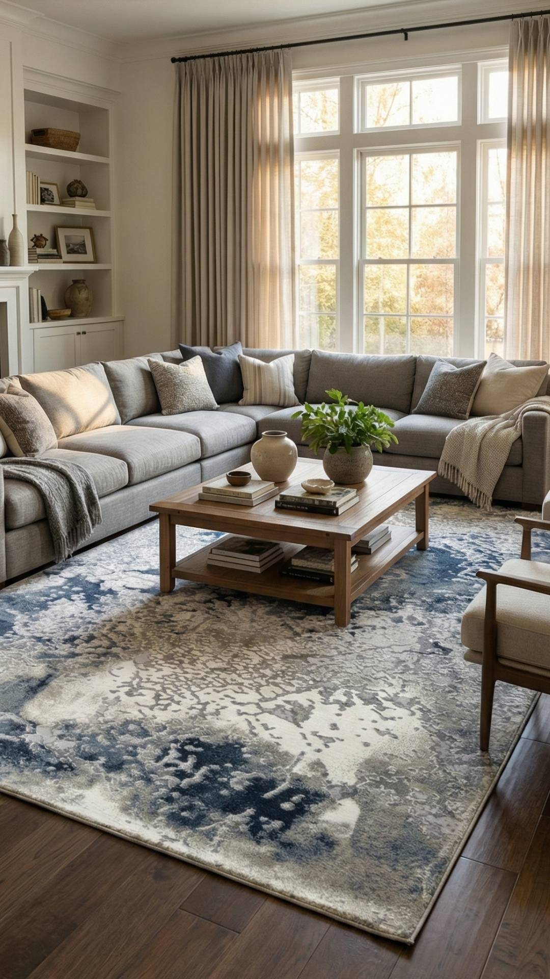 Zev Stone Serisi: Lacivert Soyut Mermer Akrilik Oturma Odası Halısı st015 150x230