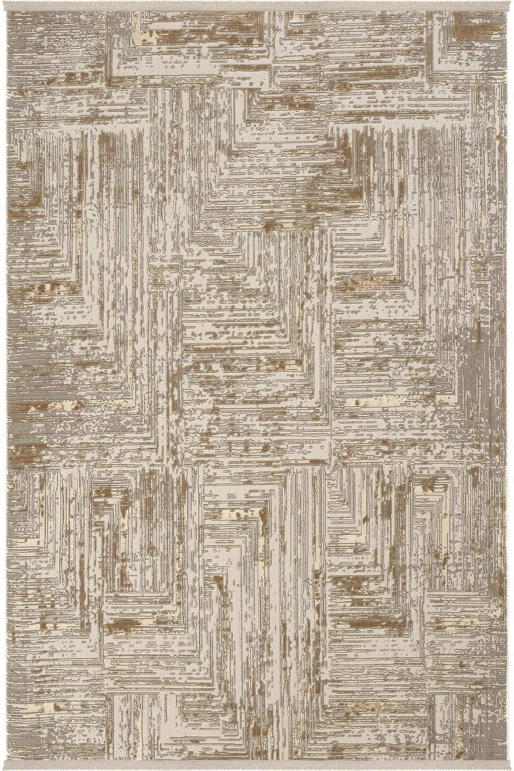 Vizon renkli modern geometrik desenli Luxess Hermes 1005 halı, dekoratif ev aksesuarı